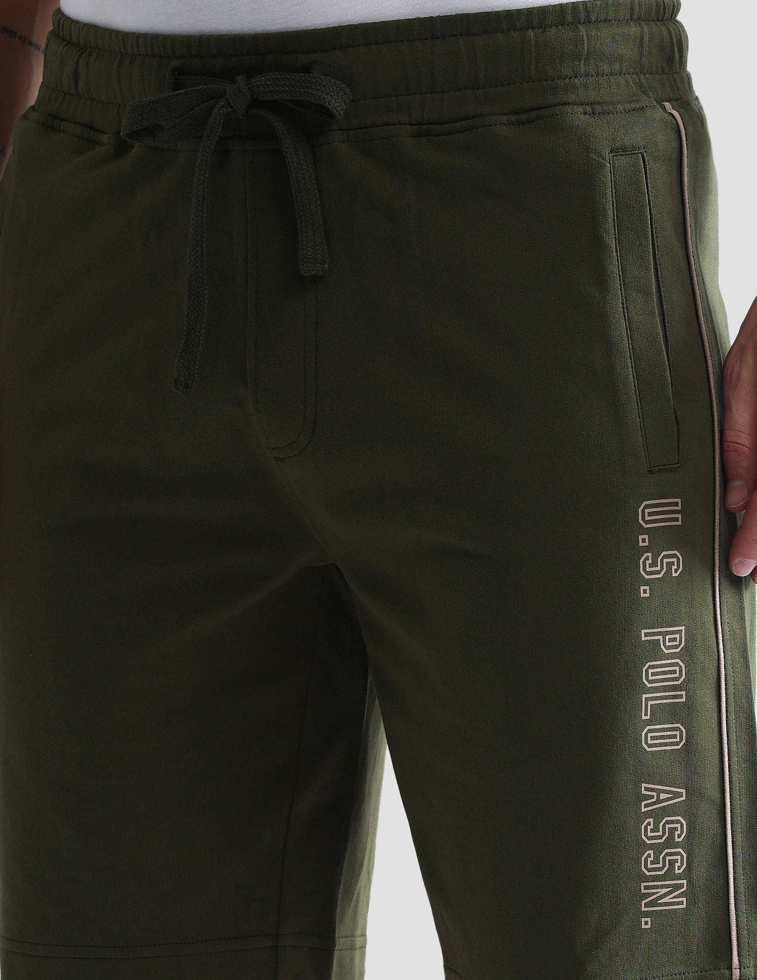 Mid Rise Contrast Piping OES05 Shorts - Pack Of 1 Olive - U.S. POLO ASSN. | Large