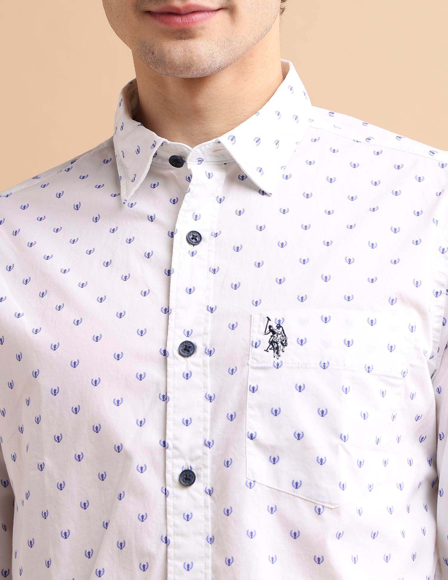 Crest Print Shirt White - U.S. POLO ASSN. | Large