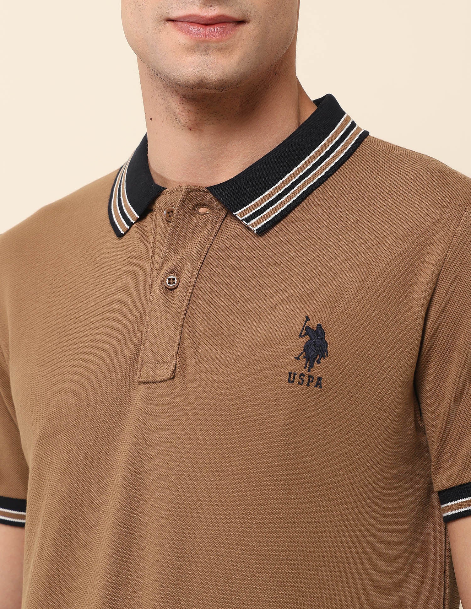 Pure Cotton Slim Fit Polo Shirt Brown - U.S. Polo Assn. India | Large