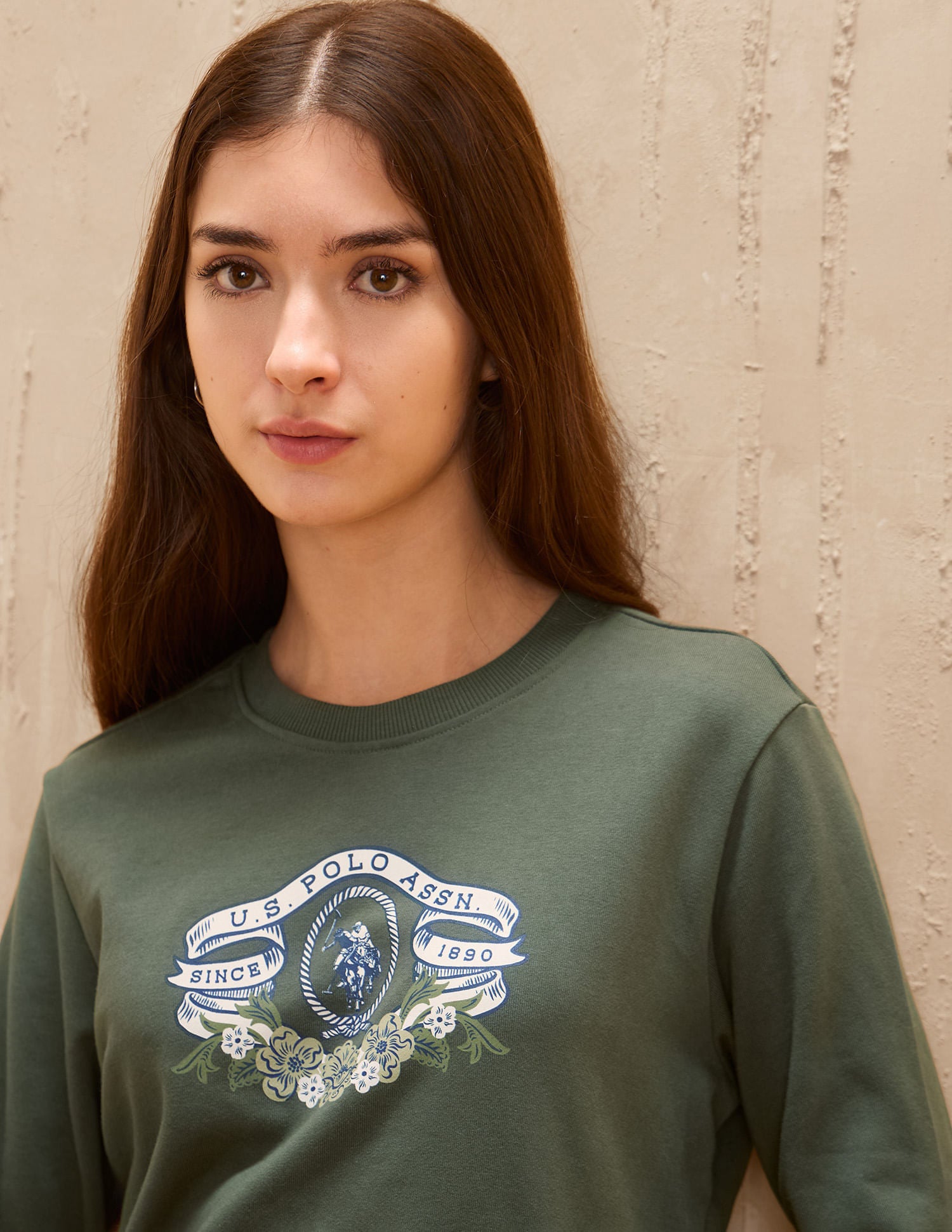 Brand Printed Regular Fit Sweatshirt Green - U.S. POLO ASSN. | Large