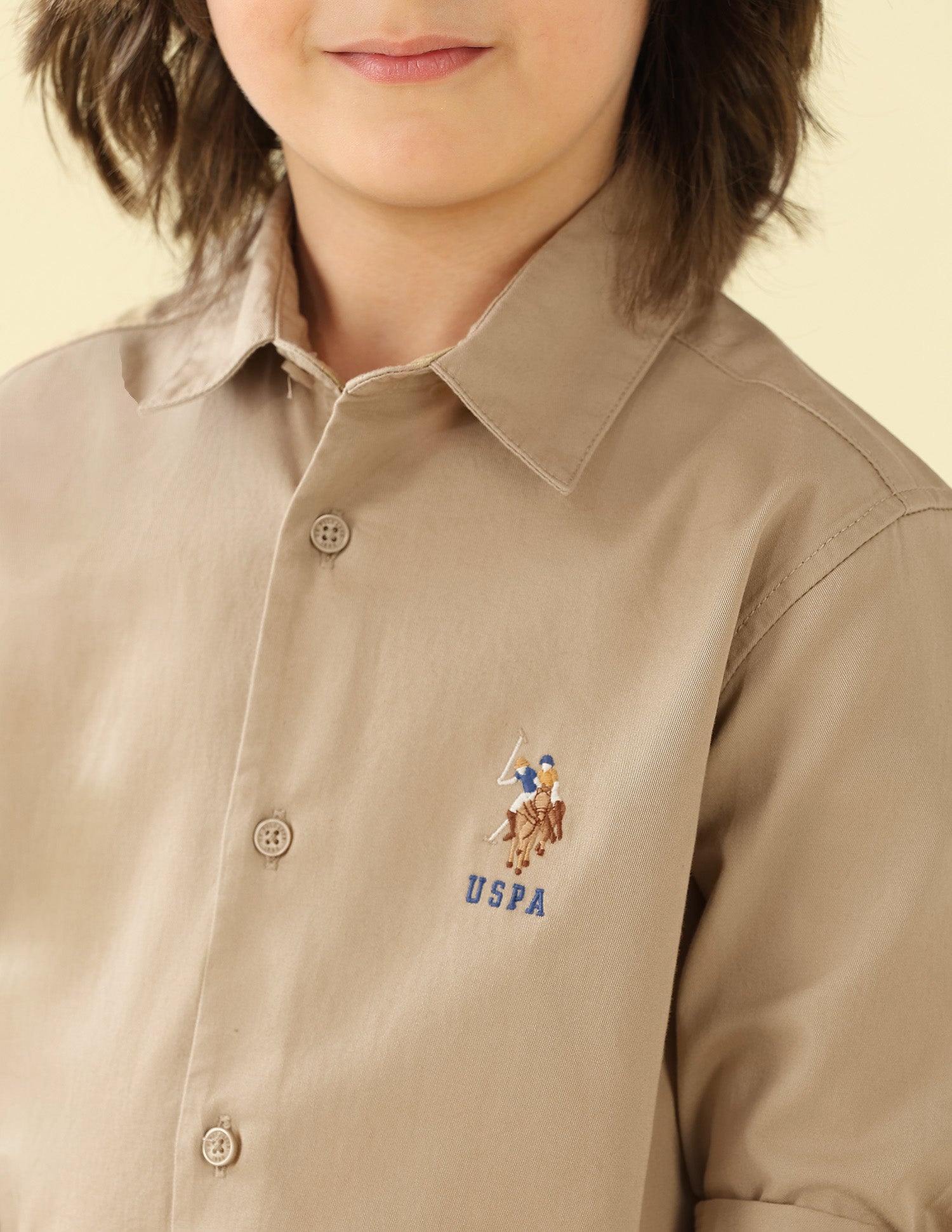 Twill Graphic Brand Printed Shirt Khaki - U.S. Polo Assn. India | Large