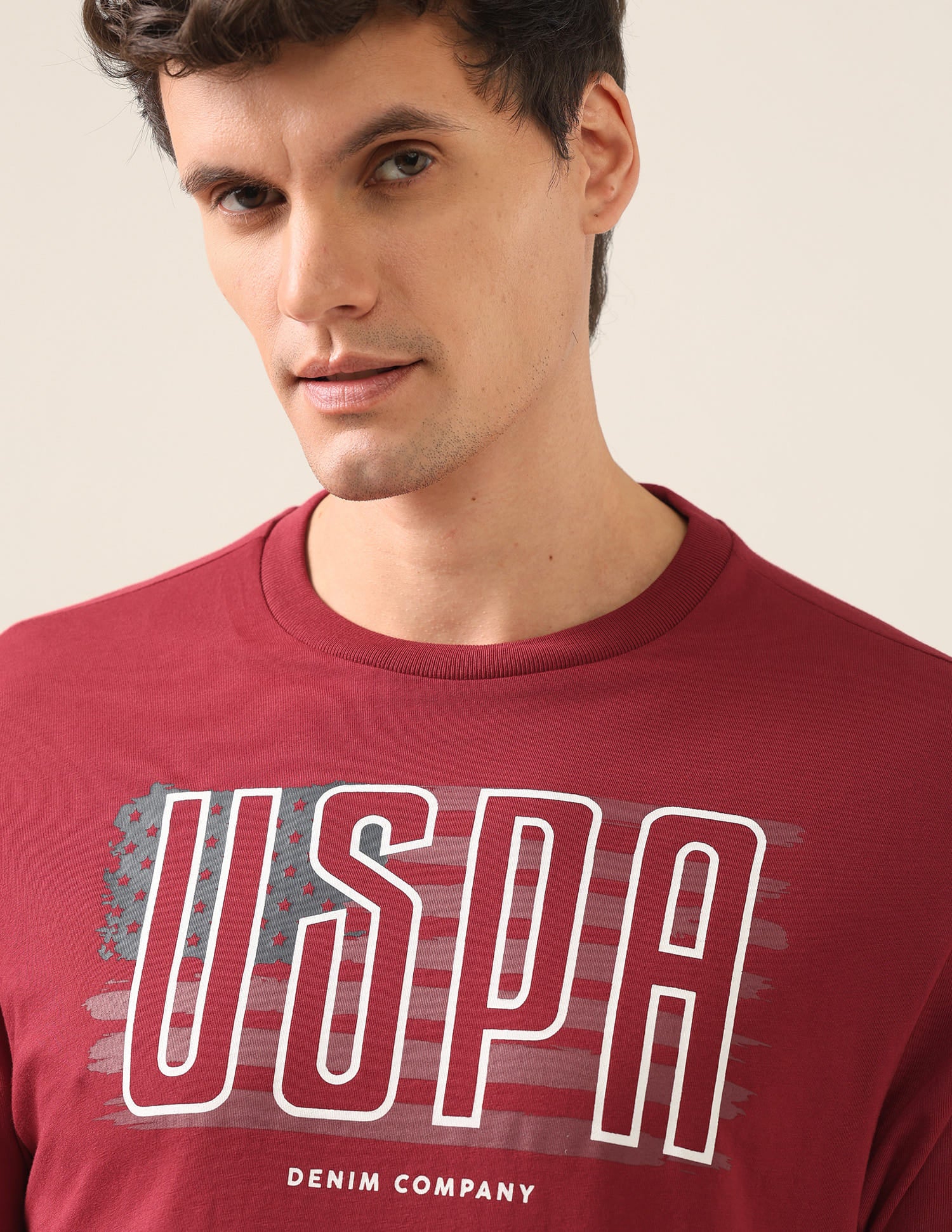 Graphic Brand Printed Regular Fit T-Shirt Red - U.S. Polo Assn. India | Large