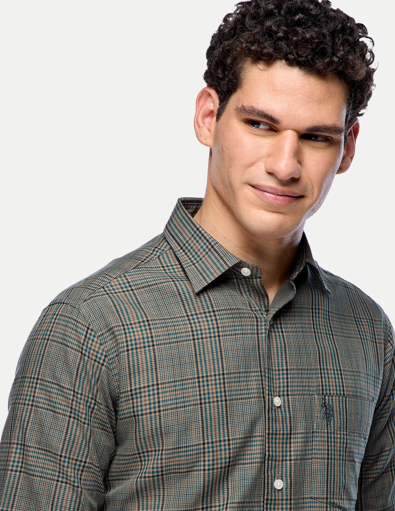Glen Checked Twill Shirt Green - U.S. Polo Assn. India | Large