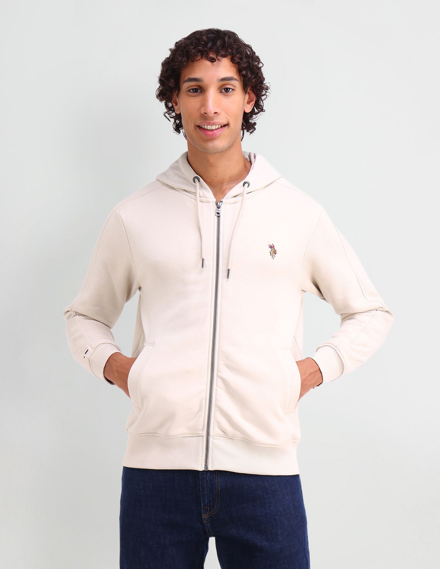 Regular Fit Solid Sweatshirt Fog - U.S. POLO ASSN. | Large