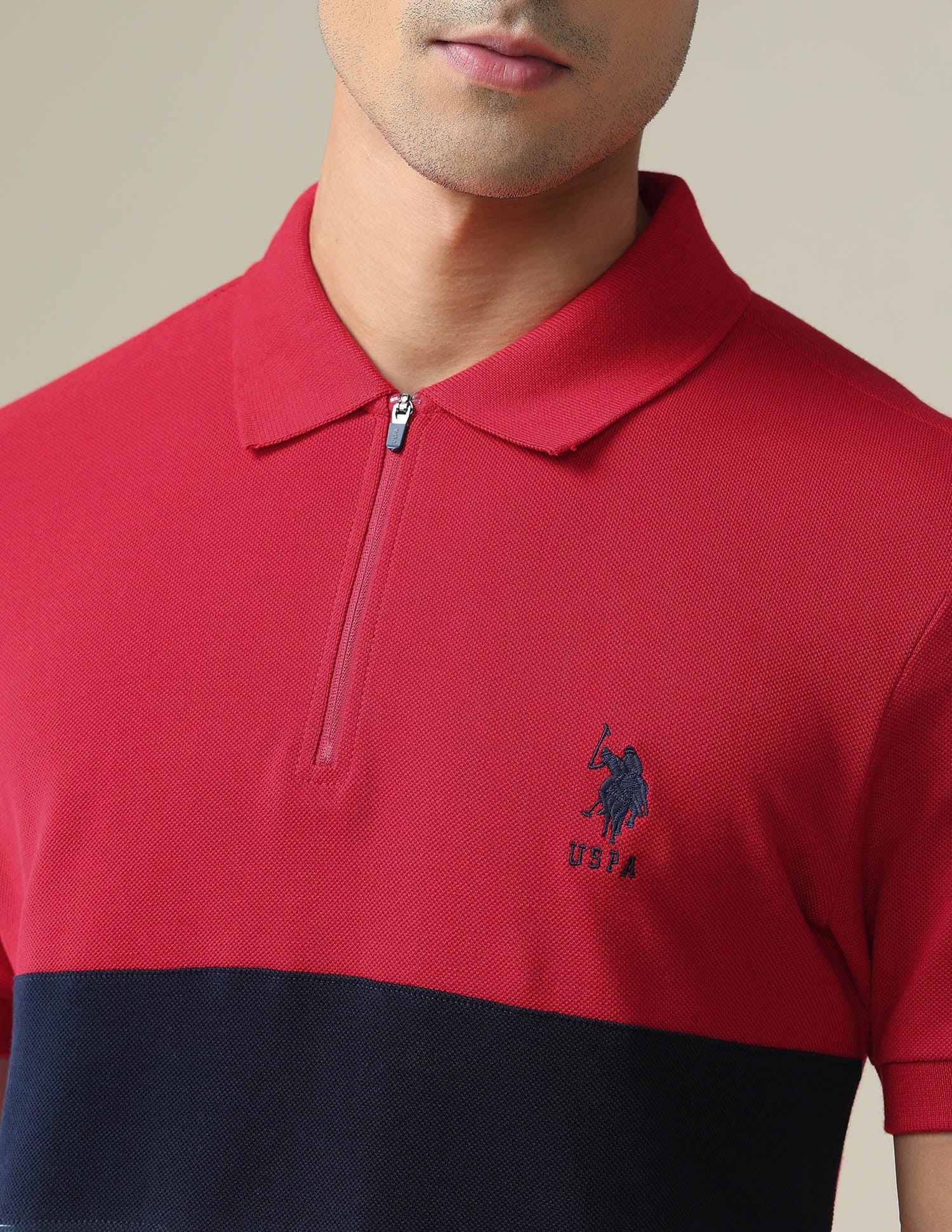 Colour Block Slim Polo Shirt Red - U.S. POLO ASSN. | Large