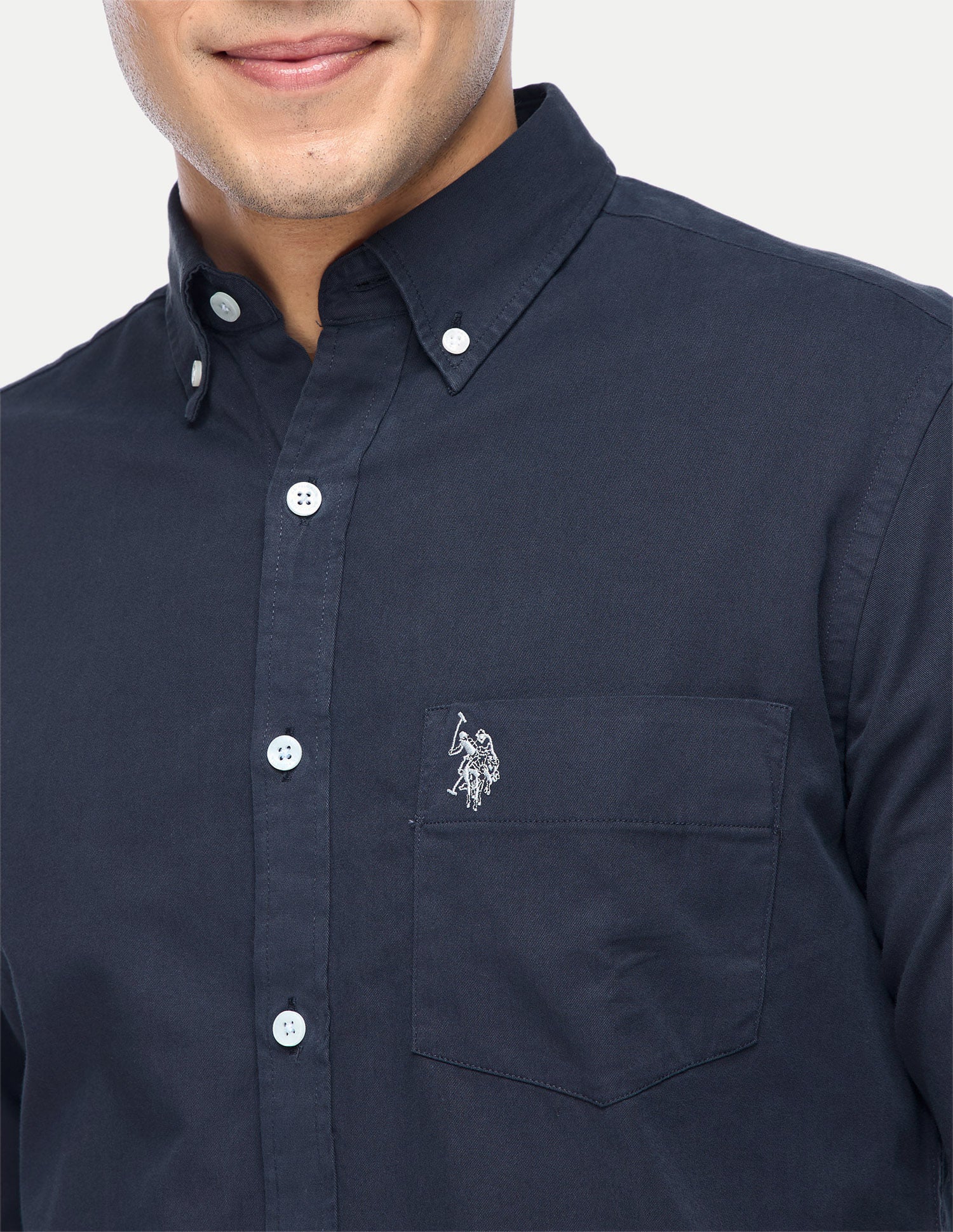 Tailored Fit Cotton Shirt Navy - U.S. Polo Assn. India | Large