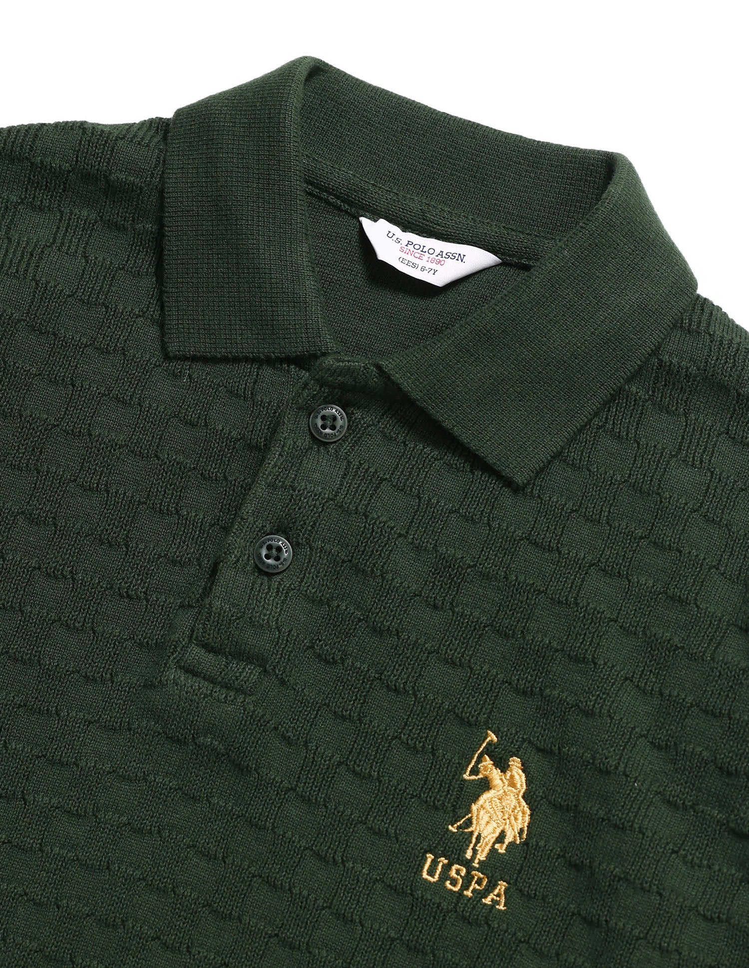 Boys Textured Regular Fit Sweater Dark Green - U.S. POLO ASSN. | Large