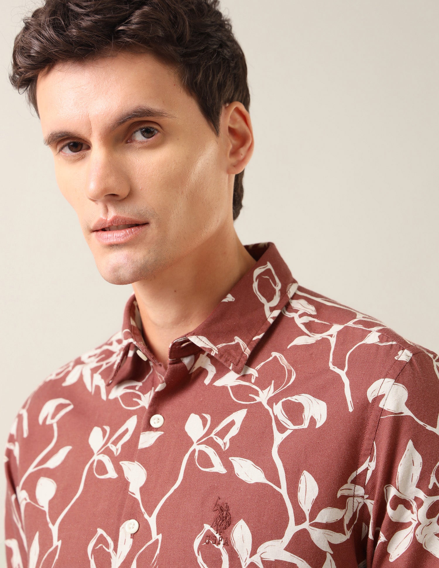 Tropical Printed Regular Fit Shirt Rust - U.S. Polo Assn. India | Large
