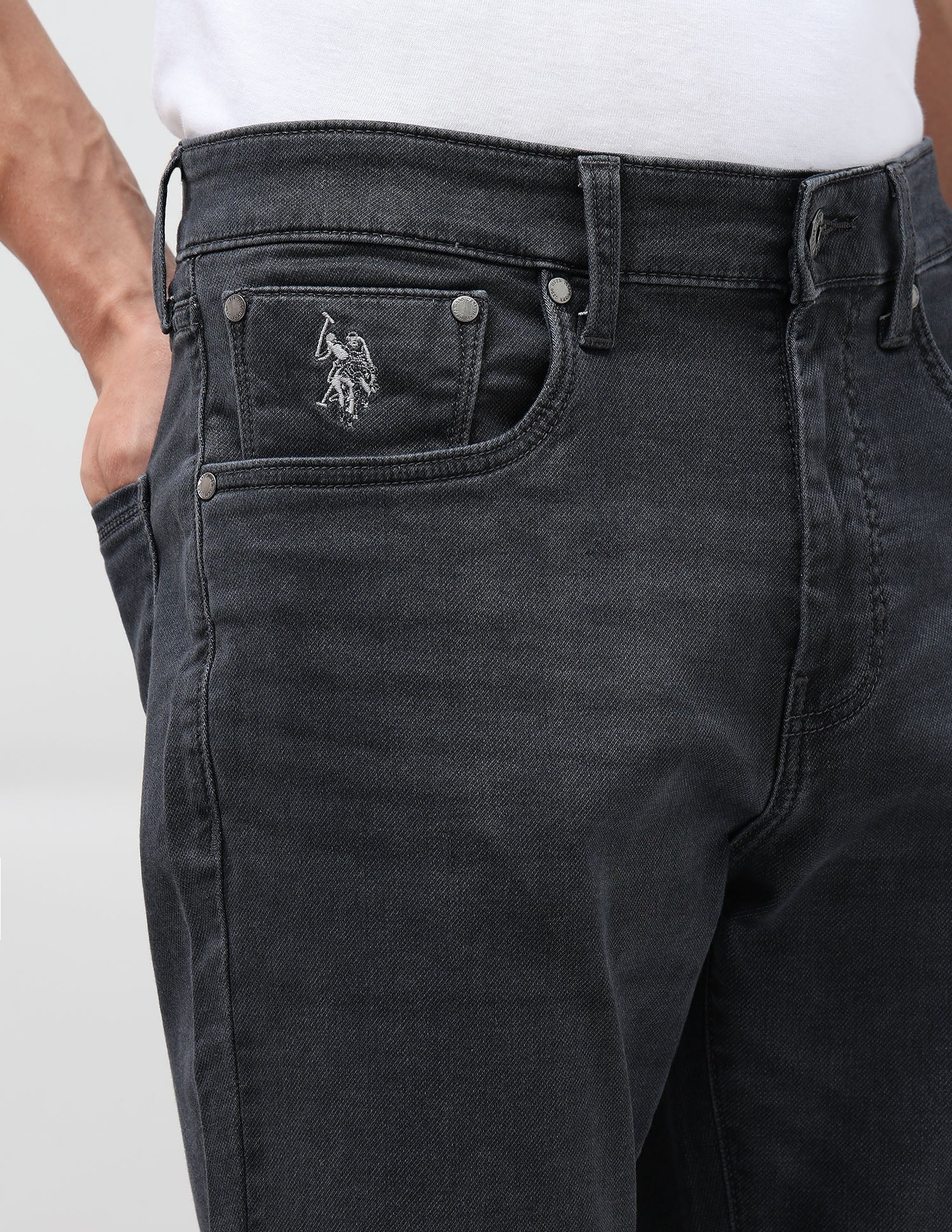 Harold Slim Straight Fit Grey Jeans Dark Wash - U.S. POLO ASSN. | Large