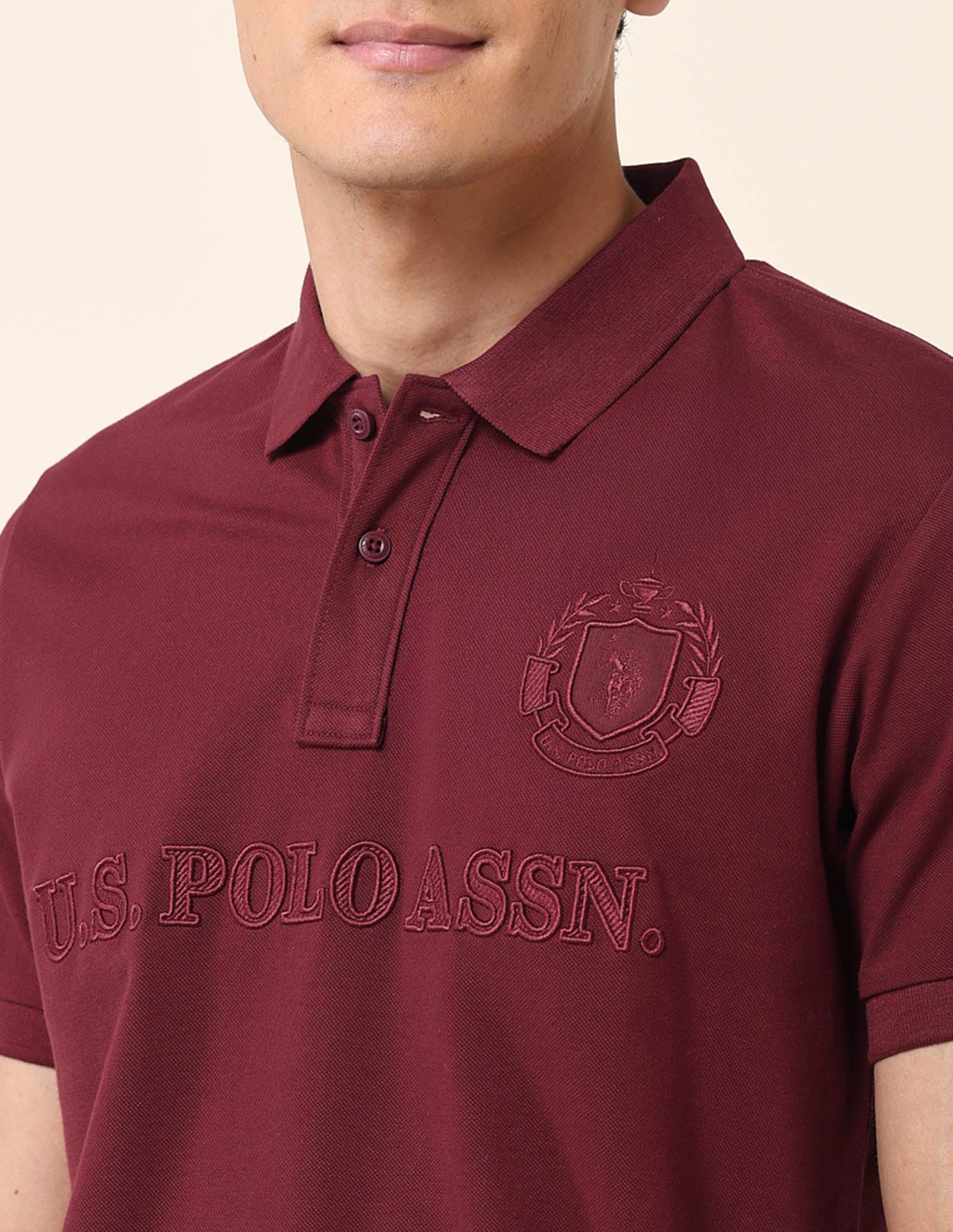 Brand Embroidered Classic Polo Shirt Maroon - U.S. Polo Assn. India | Large
