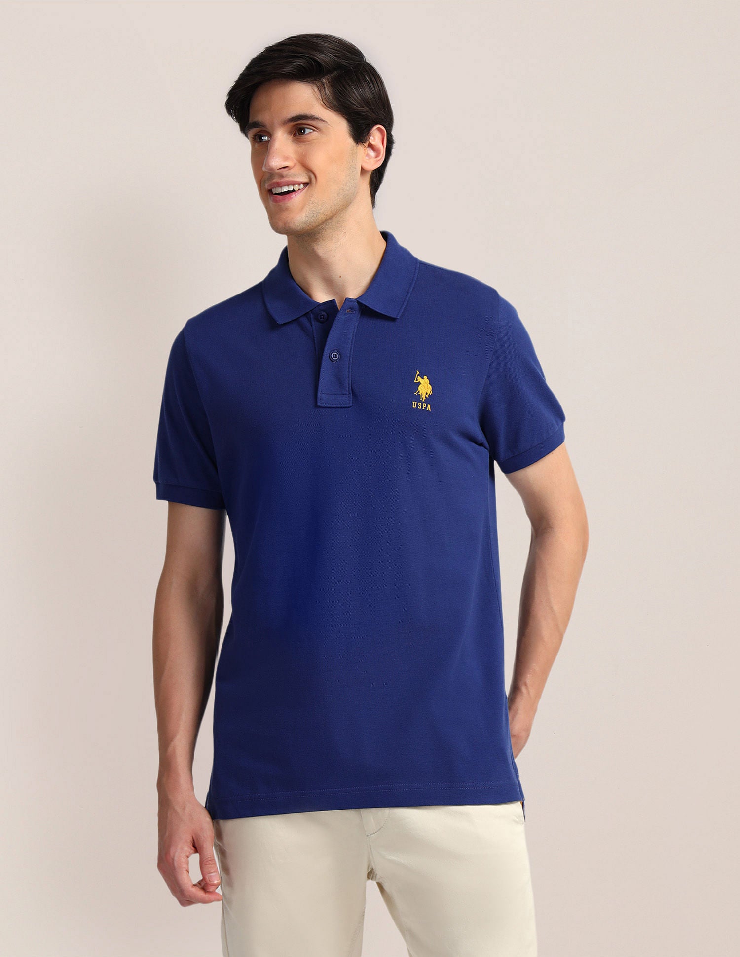 Contrast Logo Slim Polo Shirt Blue - U.S. Polo Assn. India | Large