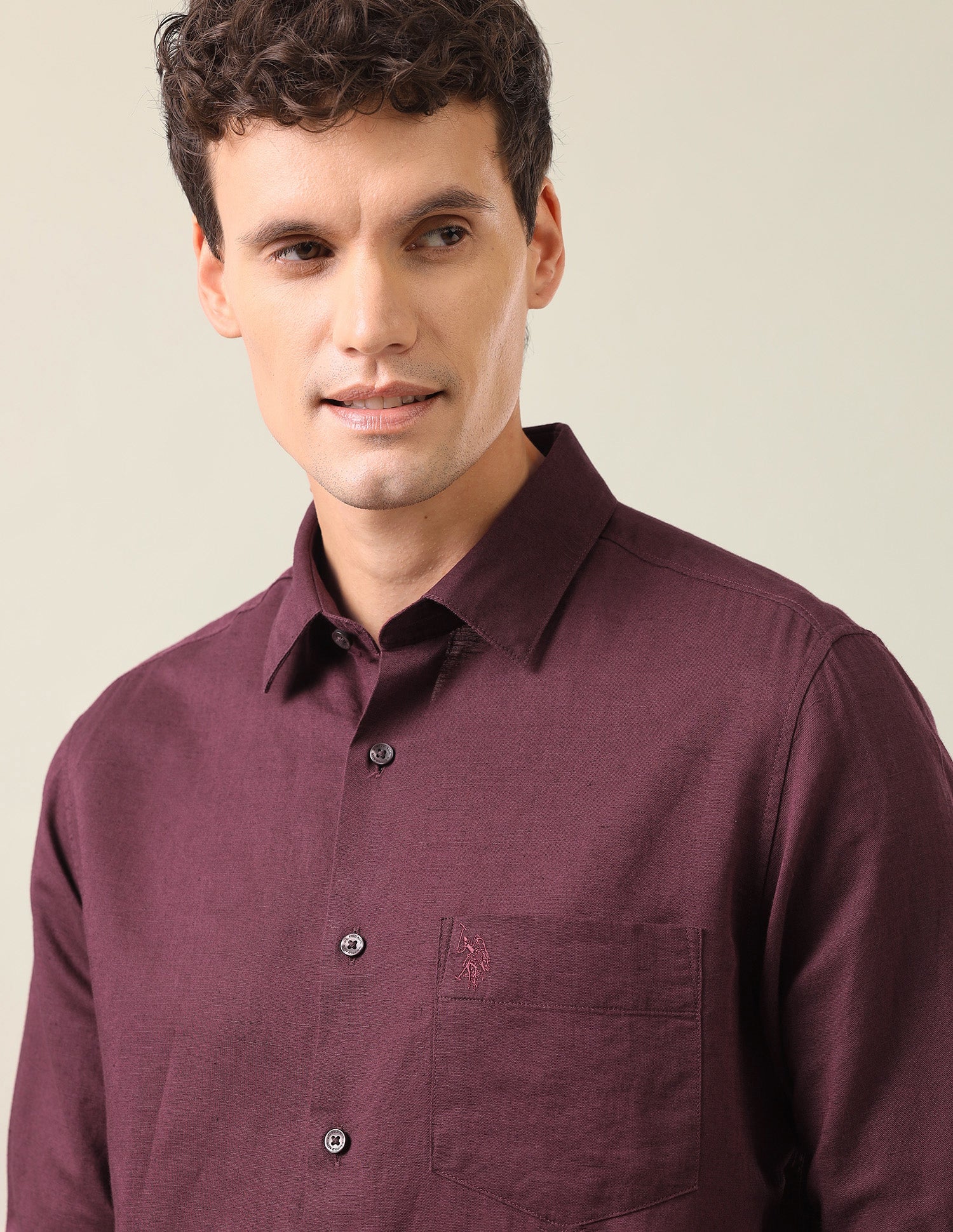 Solid Tailored Fit Shirt Wine - U.S. Polo Assn. India | Large