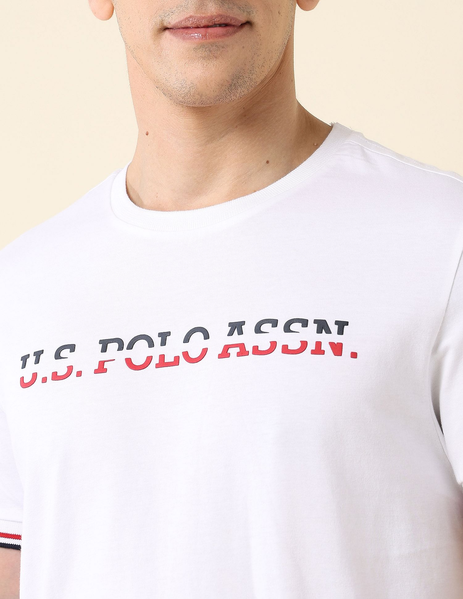 Brand Printed Slim Fit T-Shirt White - U.S. POLO ASSN. | Large
