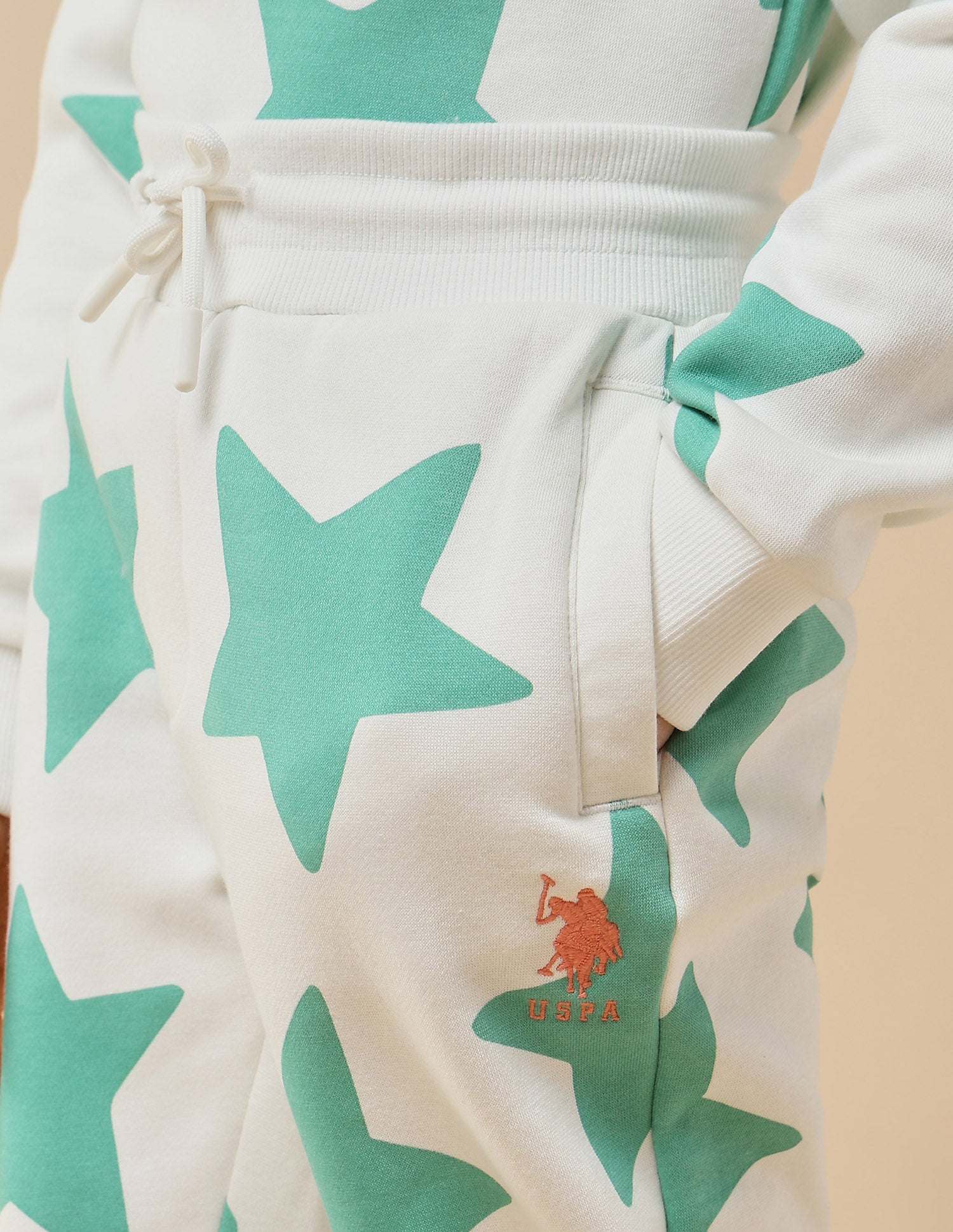 Boys Geometric Printed Regular Fit Joggers Off White - U.S. POLO ASSN. | Large