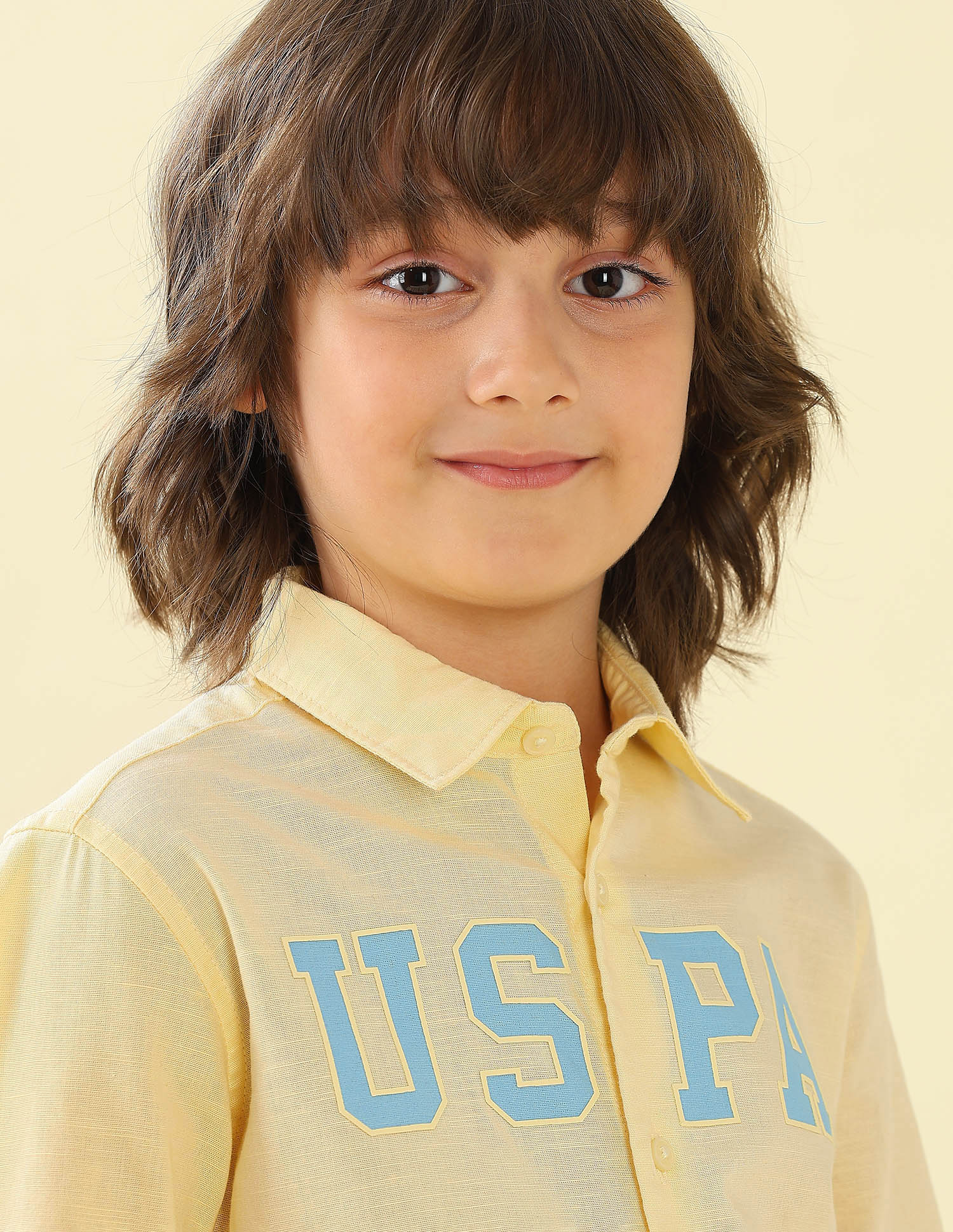 Brand Printed Regular Fit Shirt Light Yellow - U.S. Polo Assn. India | Large