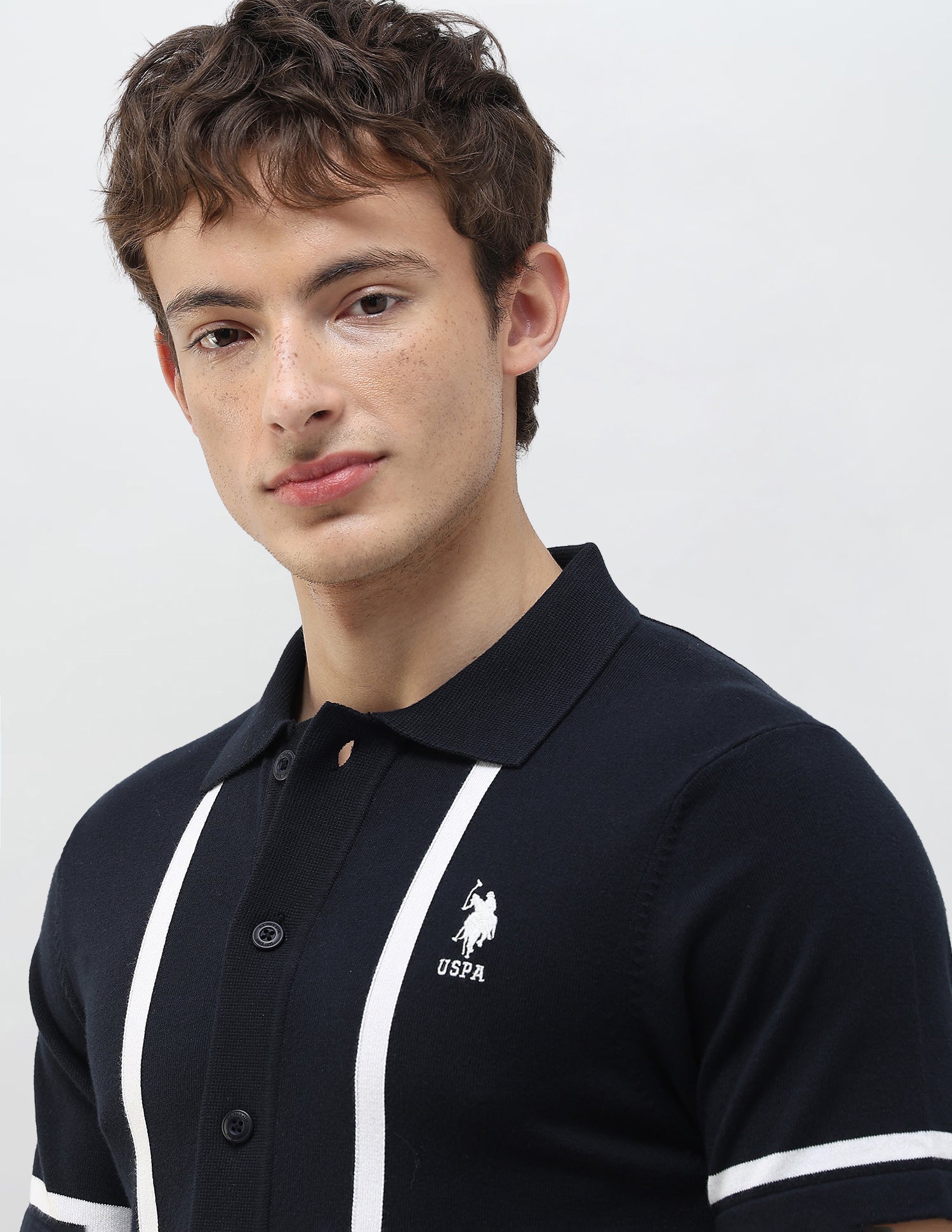 Knitted Slim Fit Shirt Navy - U.S. Polo Assn. India | Large