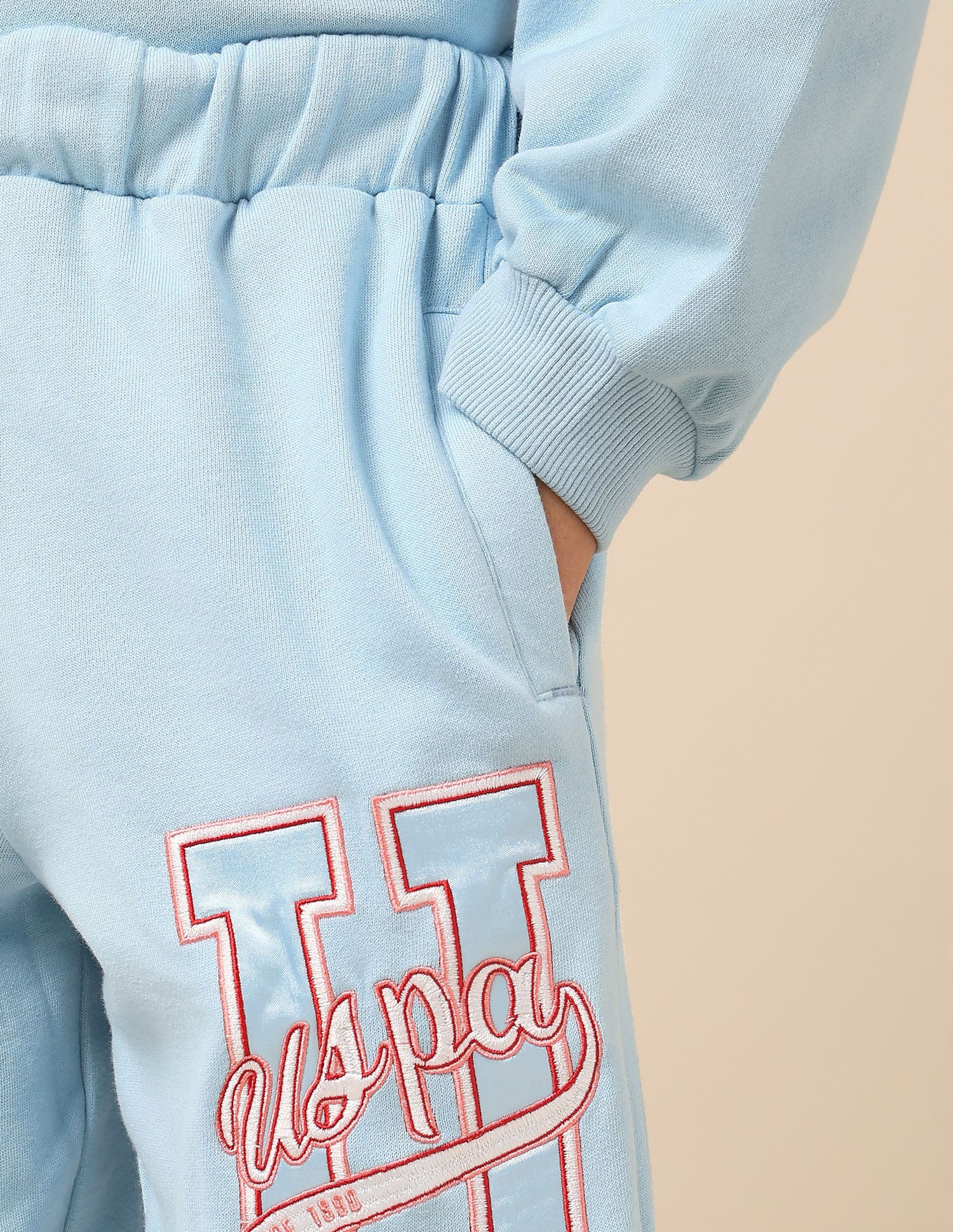 Girls Brand Embroidered Mid Rise Joggers Blue - U.S. POLO ASSN. | Large