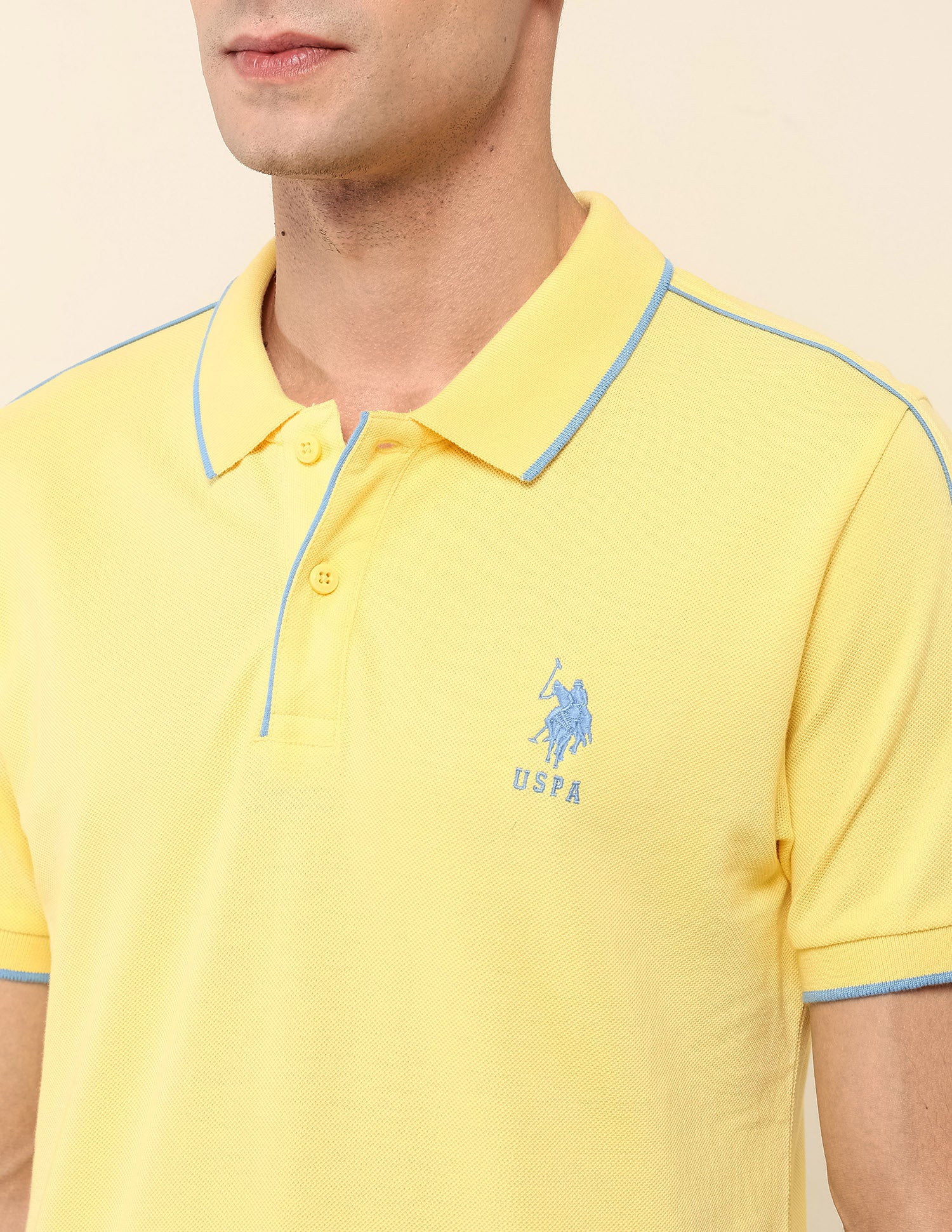 Slim Fit Solid Polo Shirt Yellow - U.S. Polo Assn. India | Large