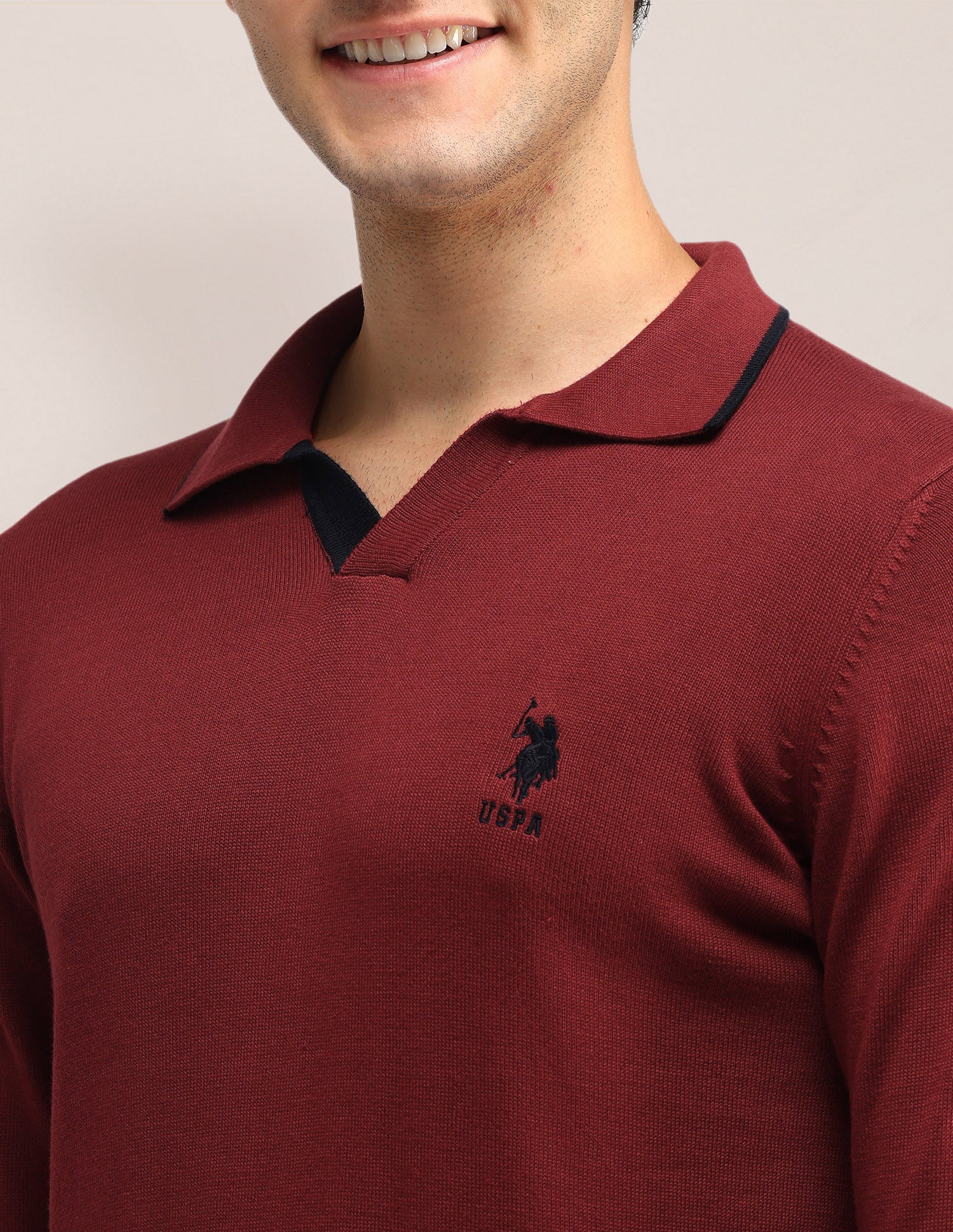 Solid Regular Fit Sweater Red - U.S. Polo Assn. India | Large