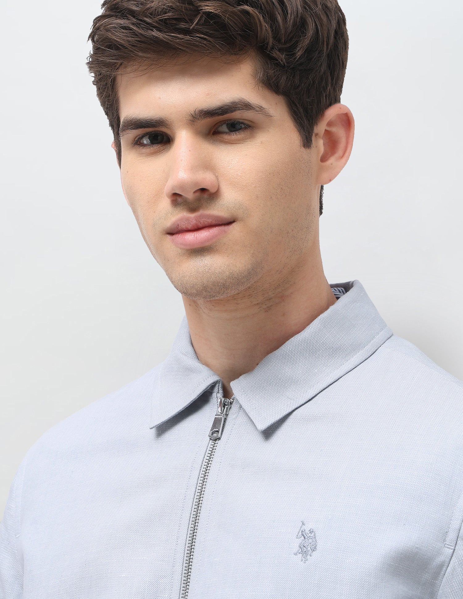 Regular Fit Solid Jacket Light Grey - U.S. Polo Assn. India | Large