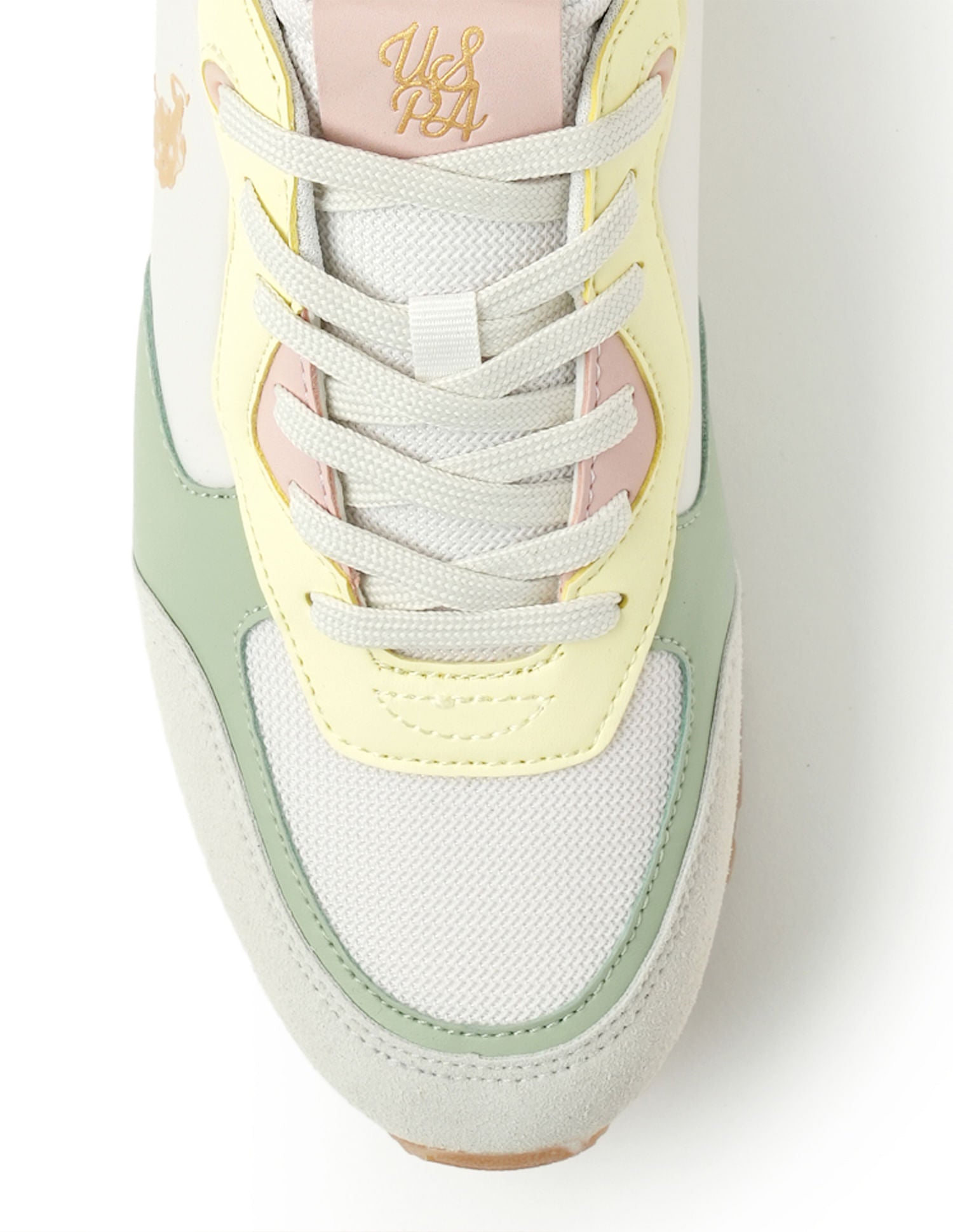 Women Cleo Suede Sneakers Green, Yellow and Peach - U.S. Polo Assn. India | Large