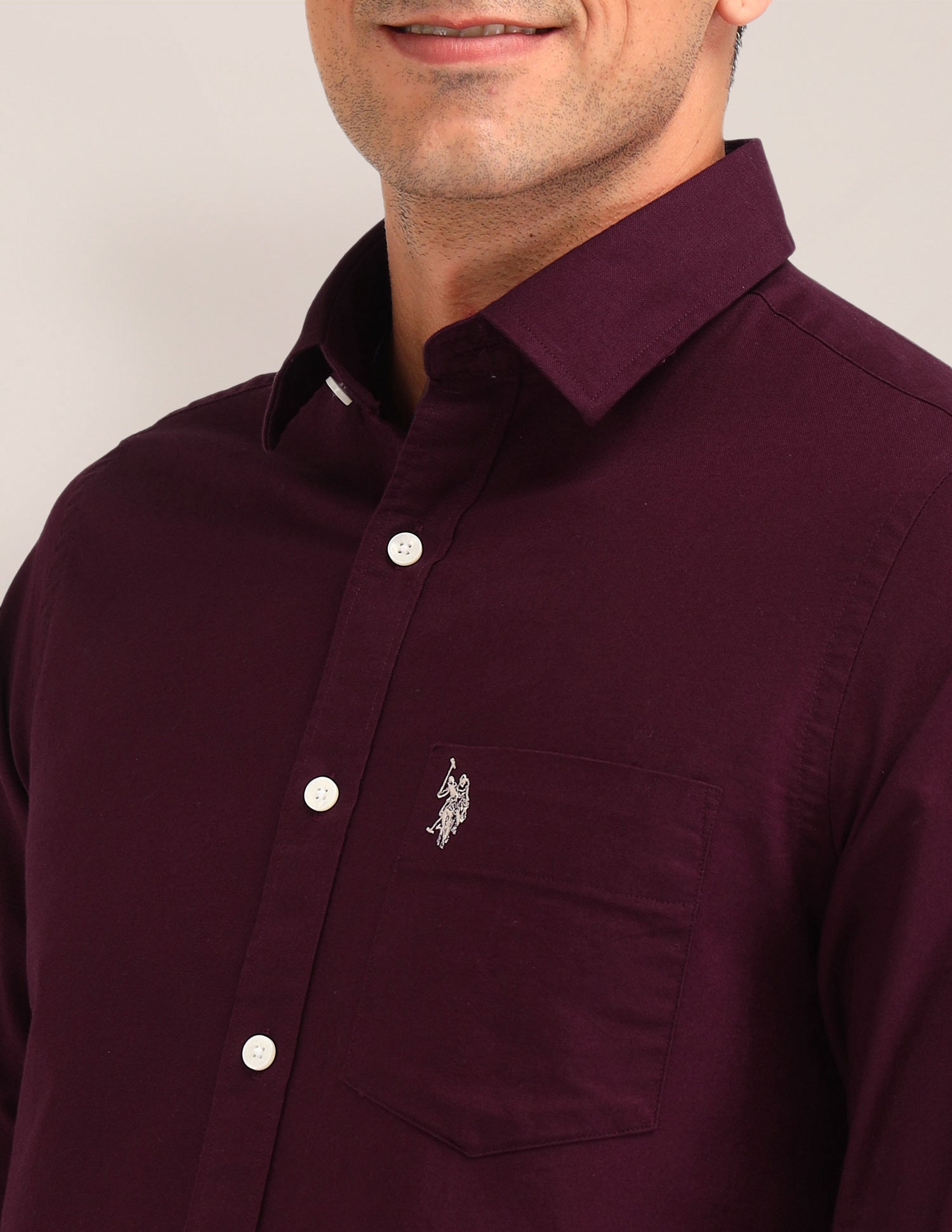 Solid Tailored Fit Shirt Maroon - U.S. POLO ASSN. | Large