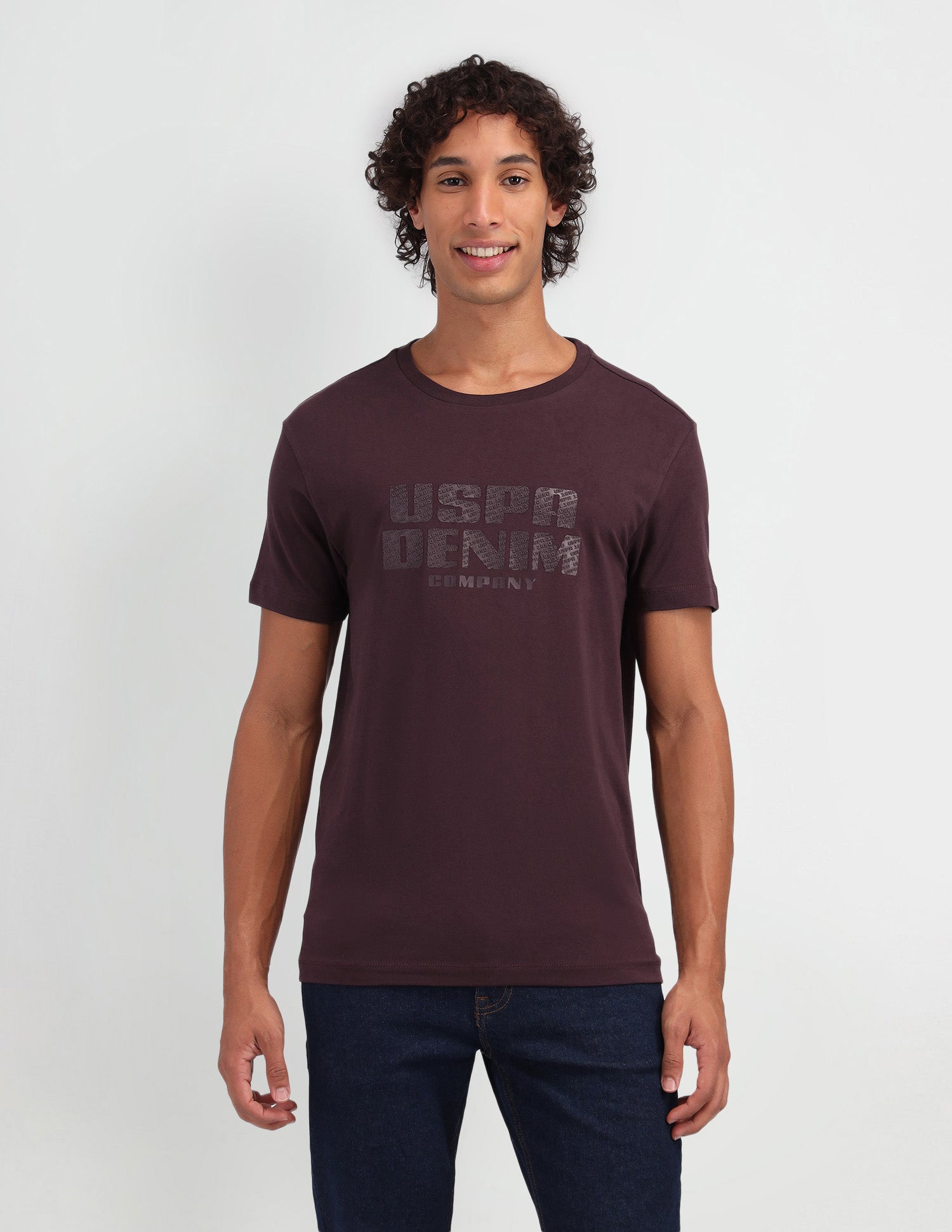 Brand Printed Muscle Fit T-Shirt Wine - U.S. Polo Assn. India | Large