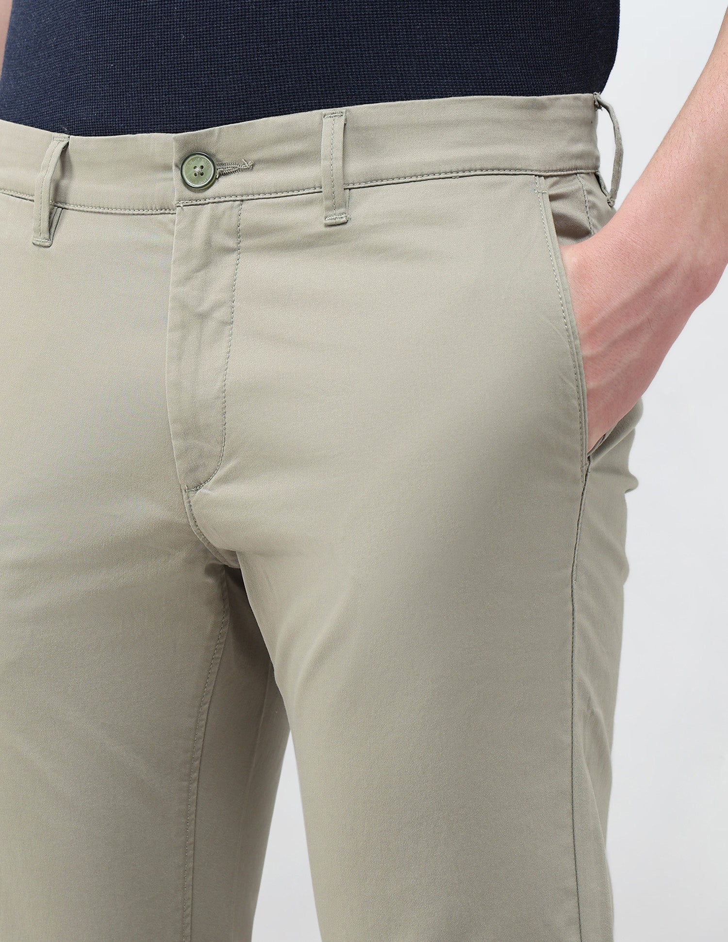 Denver Slim Fit Satin Trousers Light Olive - U.S. Polo Assn. India | Large