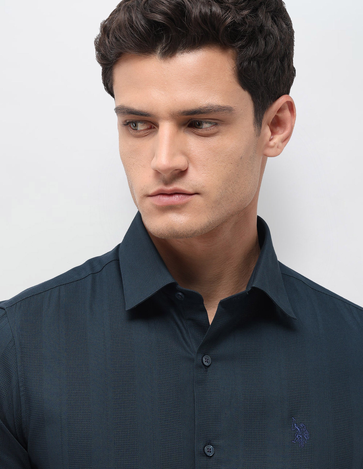 Tailored Fit Dobby Shirt Teal - U.S. Polo Assn. India | Large