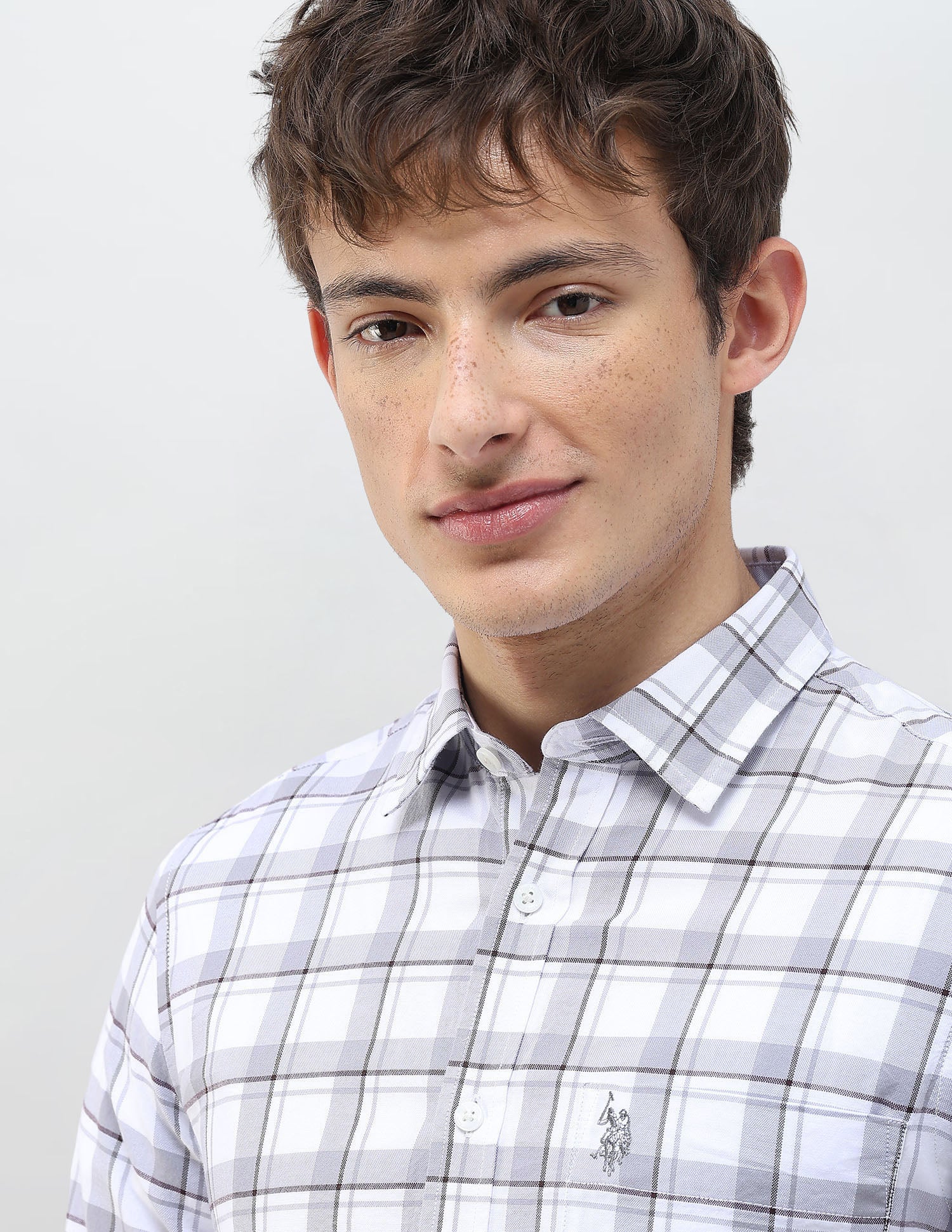 Grid Tattersall Checked Regular Fit Shirt Grey - U.S. Polo Assn. India | Large