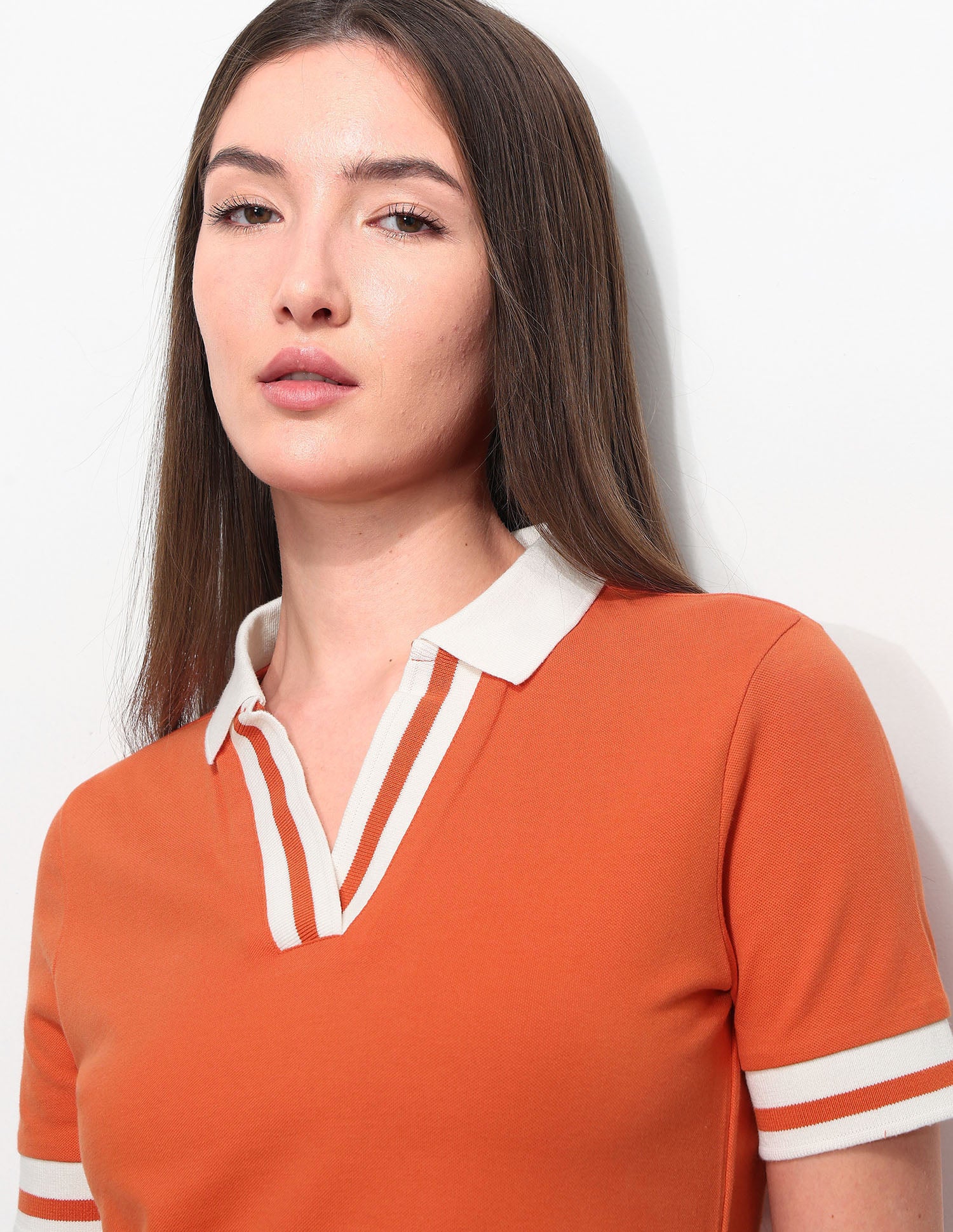 Regular Fit Solid Polo Shirt Dark Orange - U.S. Polo Assn. India | Large