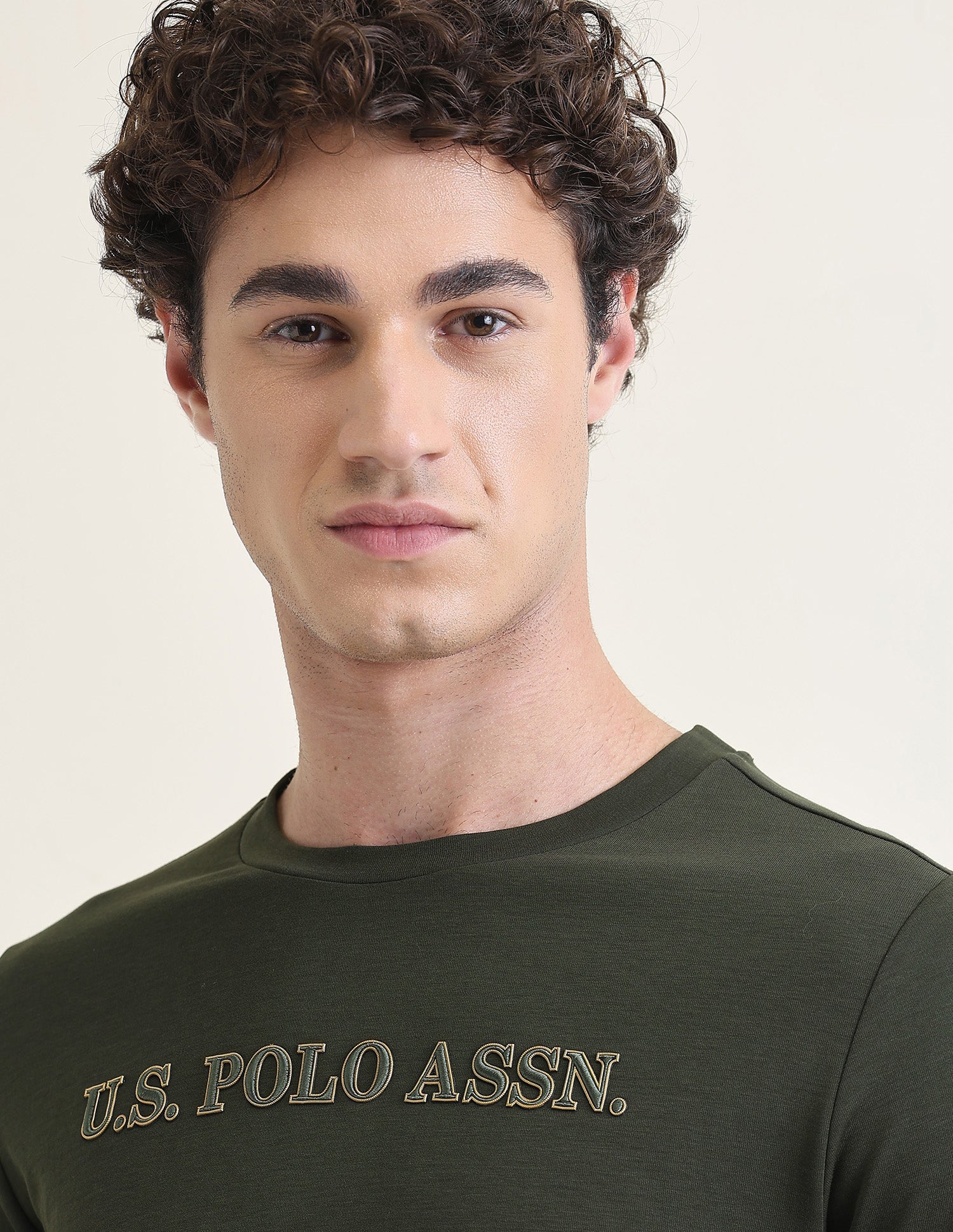 Solid Slim Fit T-Shirt Olive - U.S. Polo Assn. India | Large