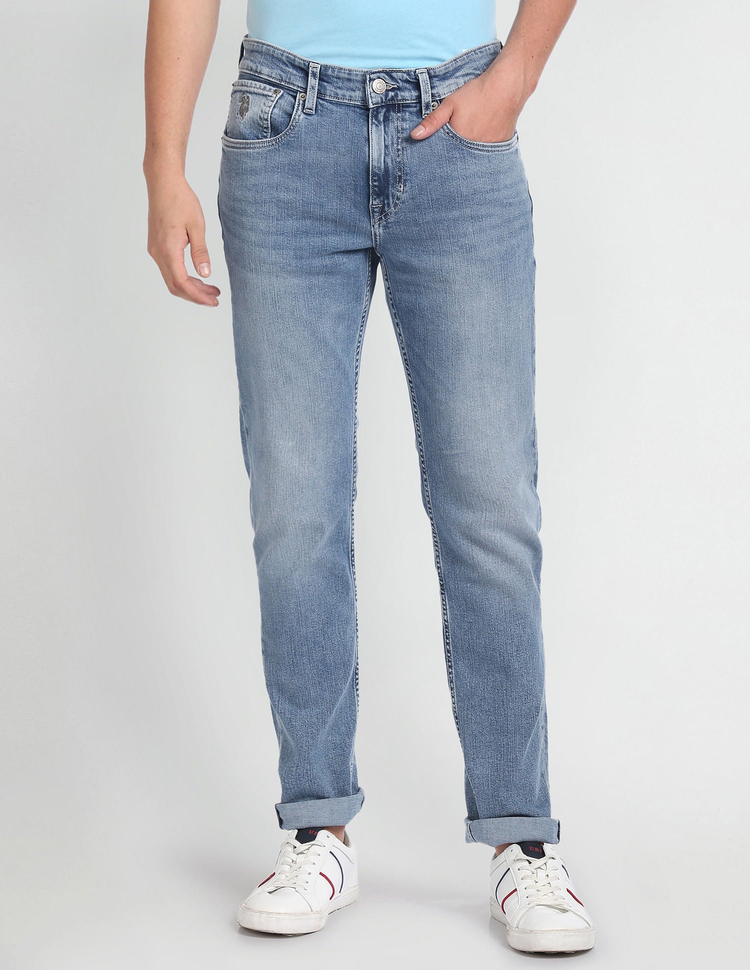 Brandon Slim Tapered Fit Blue Jeans Blue - U.S. Polo Assn. India | Large