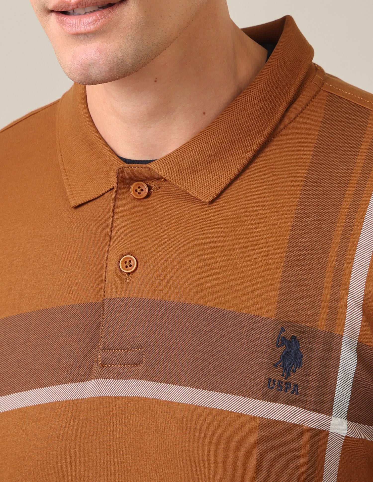 Horizontal Striped Slim Fit Polo Shirt Mustard - U.S. Polo Assn. India | Large