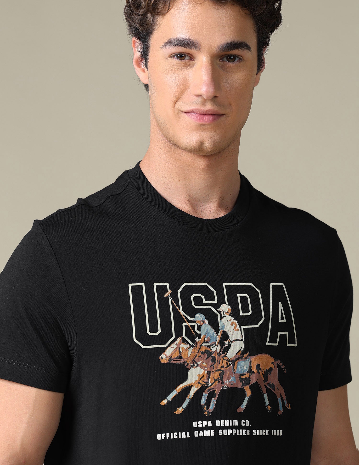 Graphic Printed Slim Fit T-Shirt Black - U.S. Polo Assn. India | Large