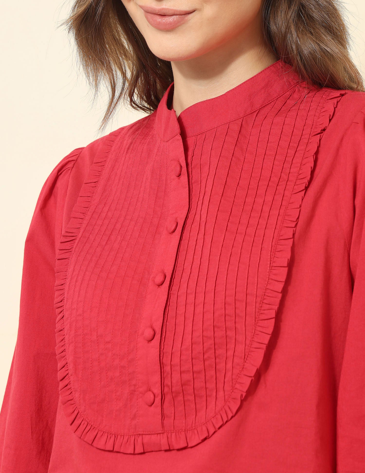 Gathered Yoke Relaxed Fit Top Red - U.S. POLO ASSN. | Large