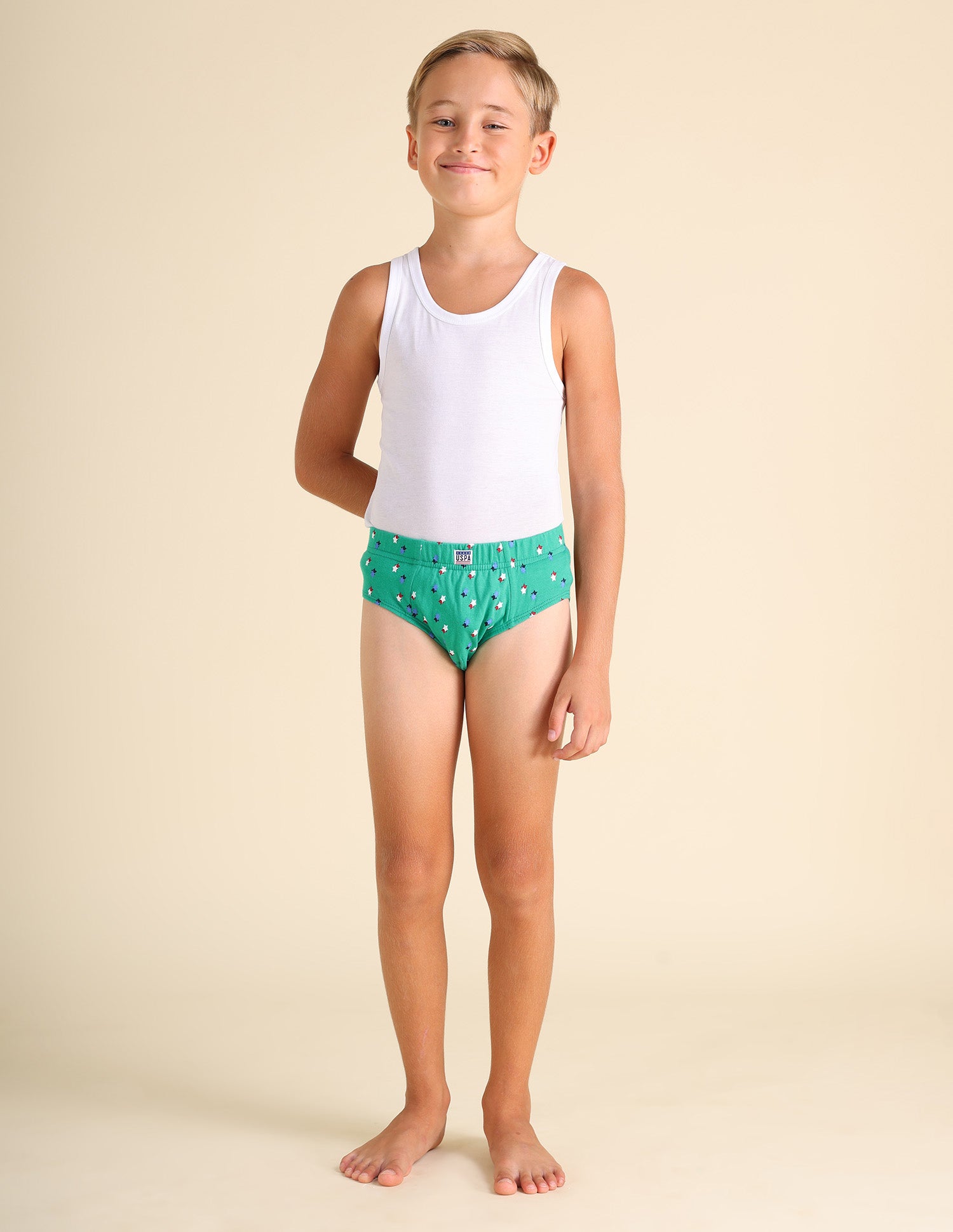 Mid Rise Pure Cotton EKB02 Briefs - Pack Of 3 Blue, Lime Green and Green - U.S. POLO ASSN. | Large