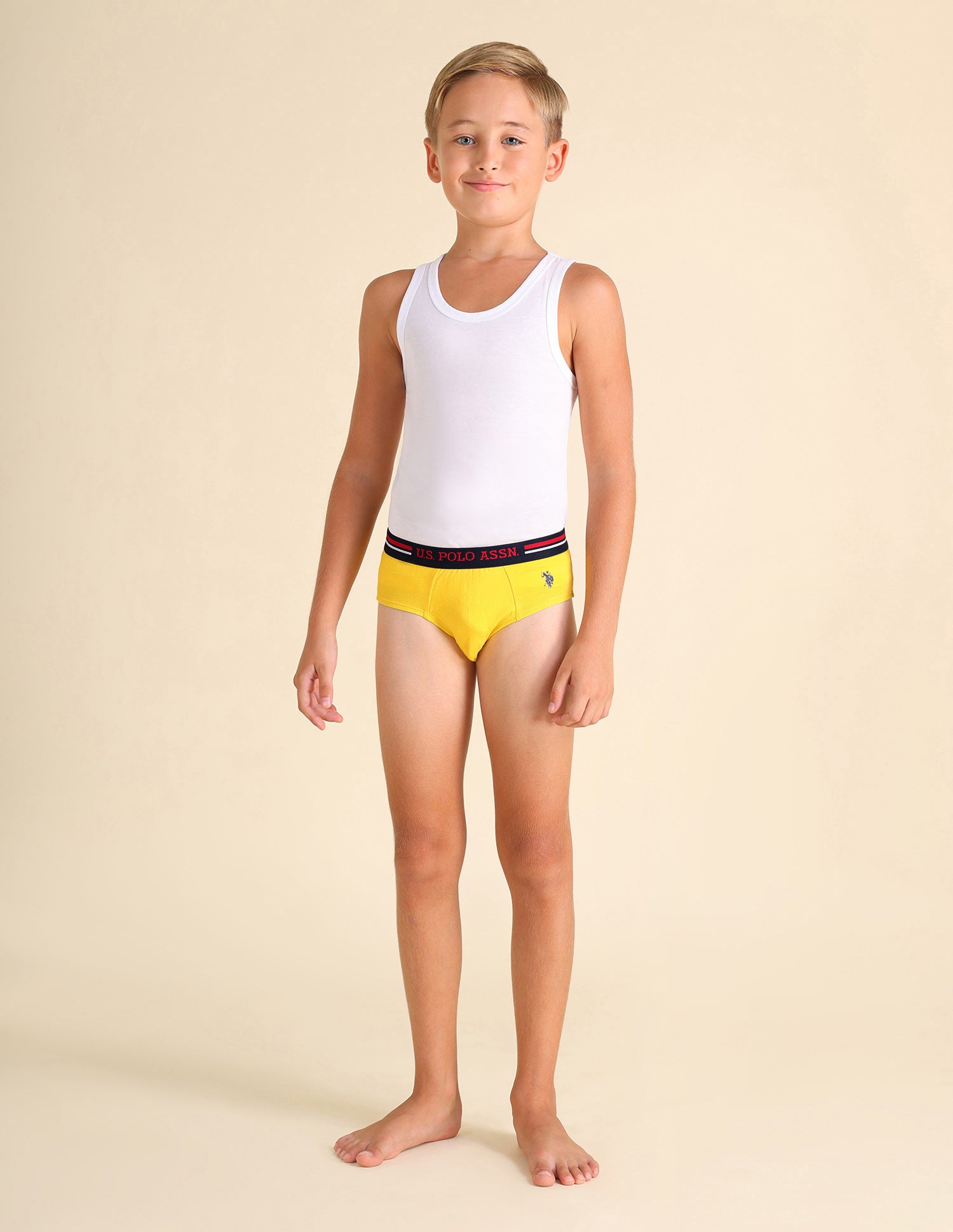 Mid Rise Cotton Spandex EKB03 Briefs - Pack Of 3 White, Lime Green and Yellow - U.S. POLO ASSN. | Large