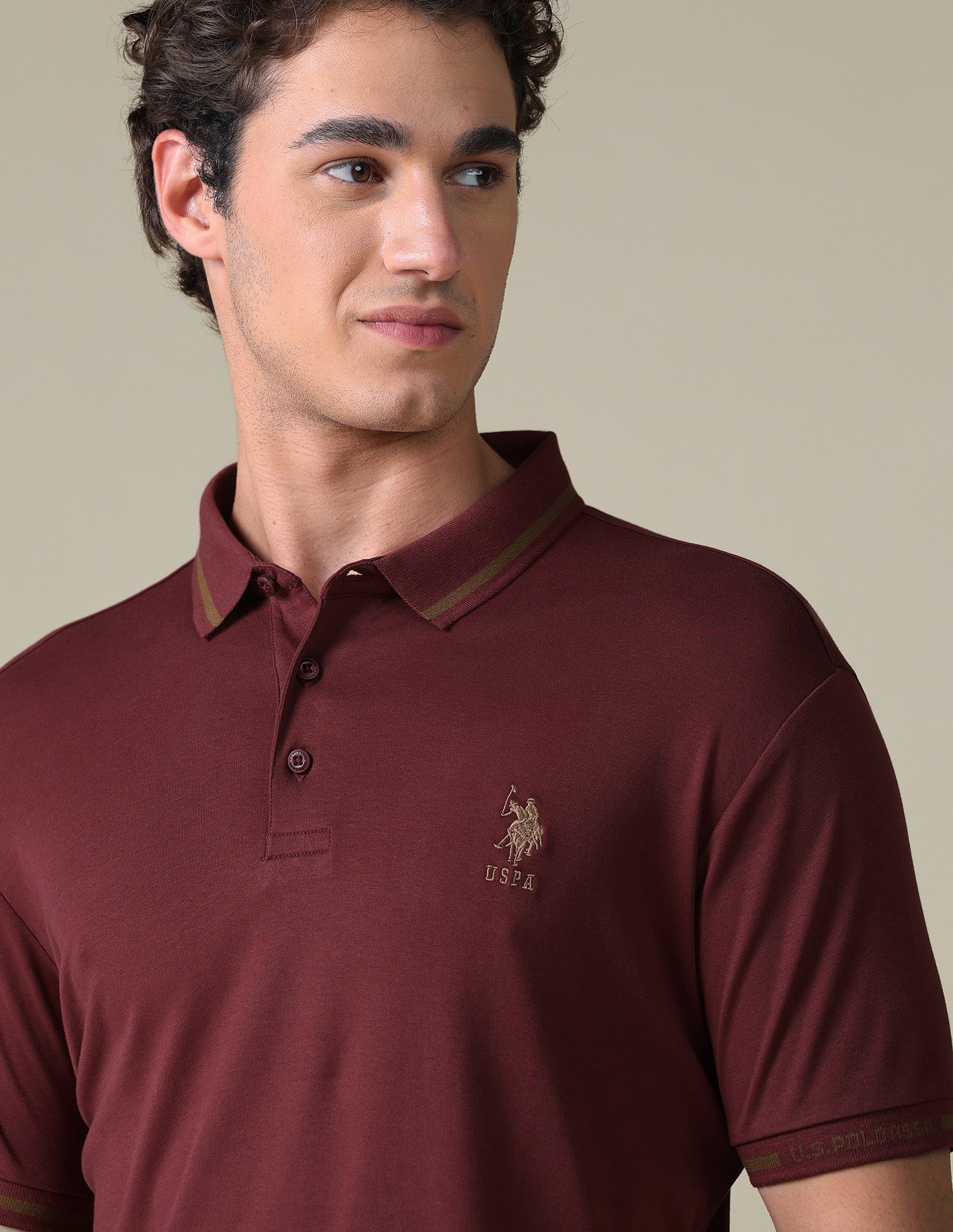 Regular Fit Solid Polo Shirt Wine - U.S. Polo Assn. India | Large