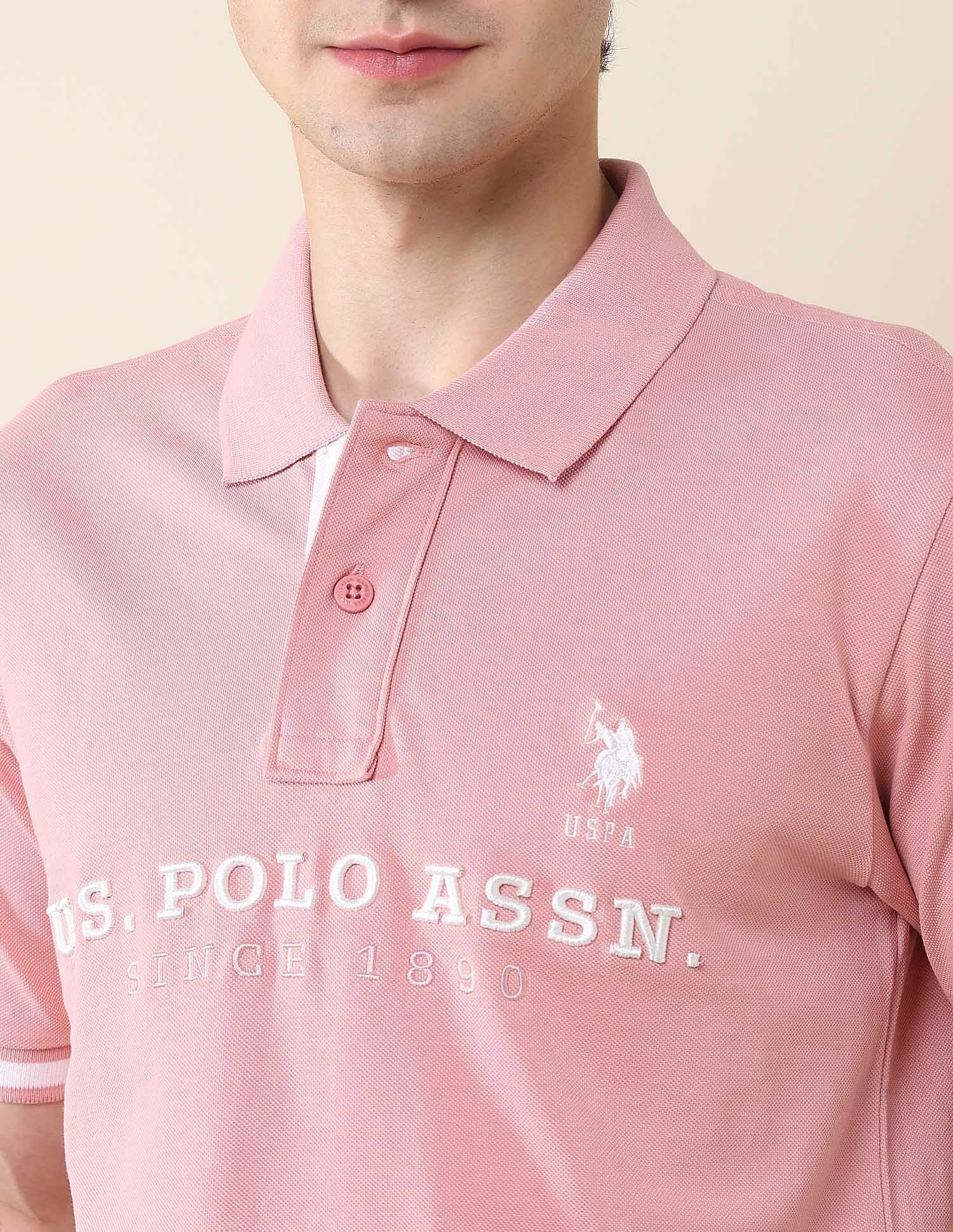 Slim Fit Brand Embroidered Polo Shirt Light Pink - U.S. POLO ASSN. | Large