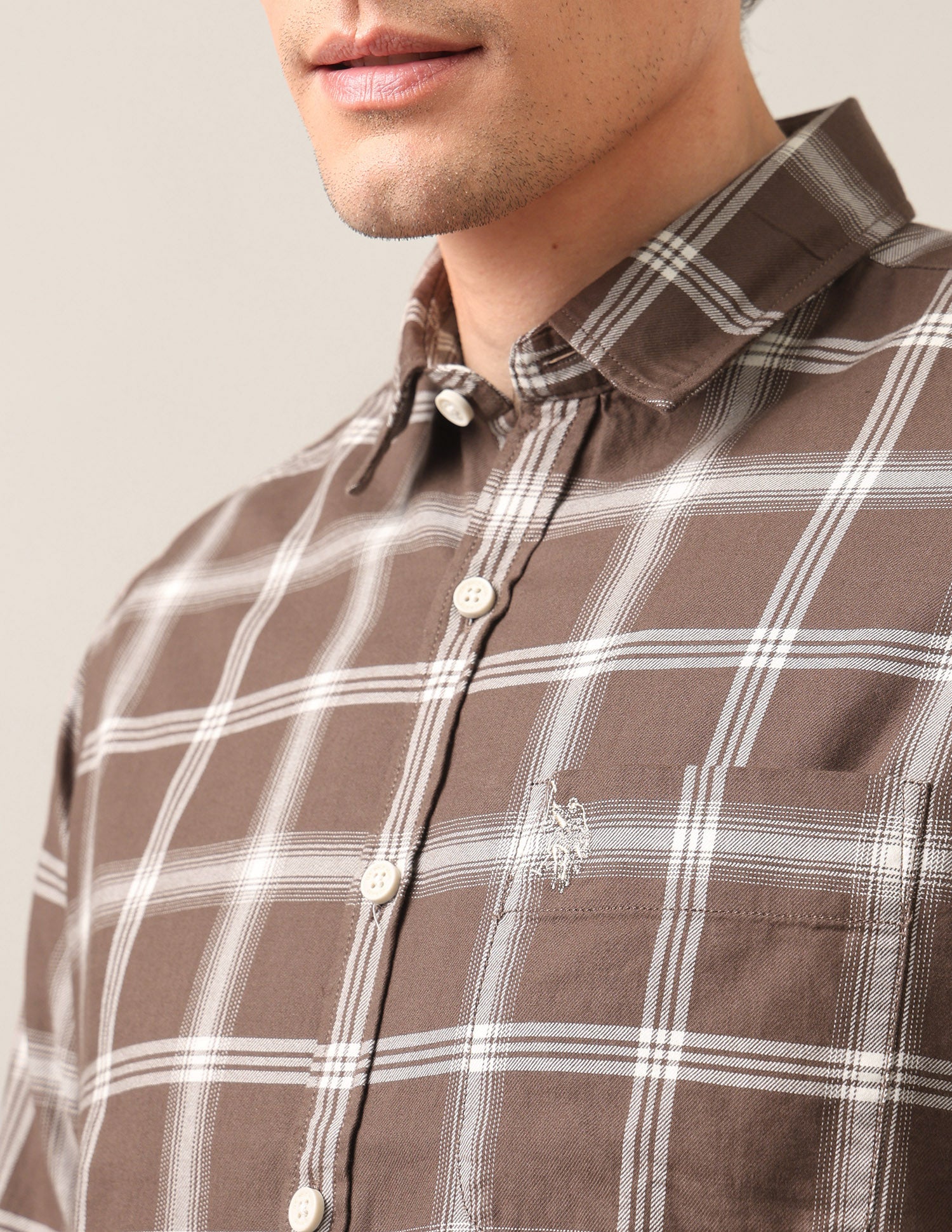 Tartan Checked Twill Shirt Brown - U.S. Polo Assn. India | Large