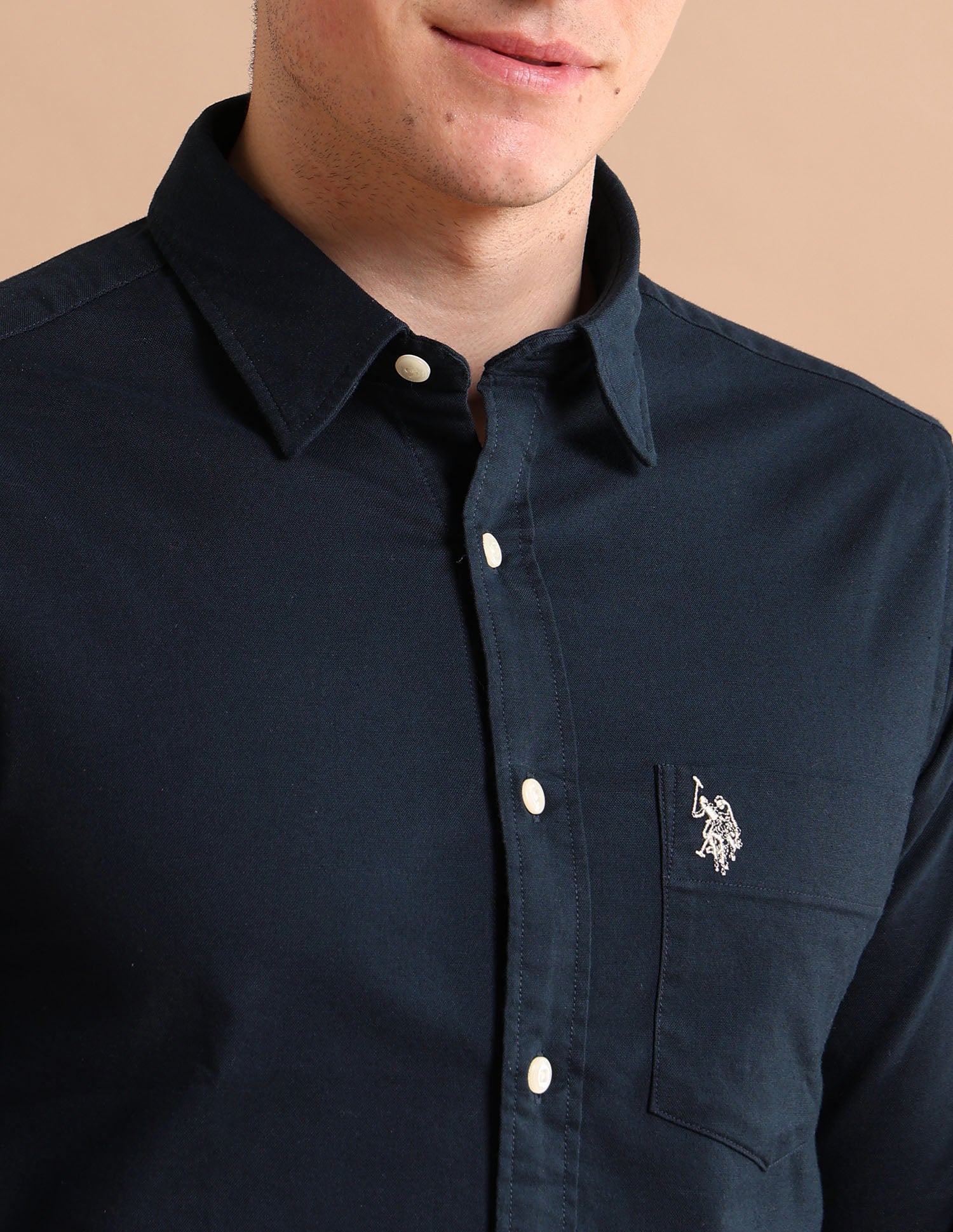 Stretchy Twill Formal Shirt Navy - U.S. POLO ASSN. | Large