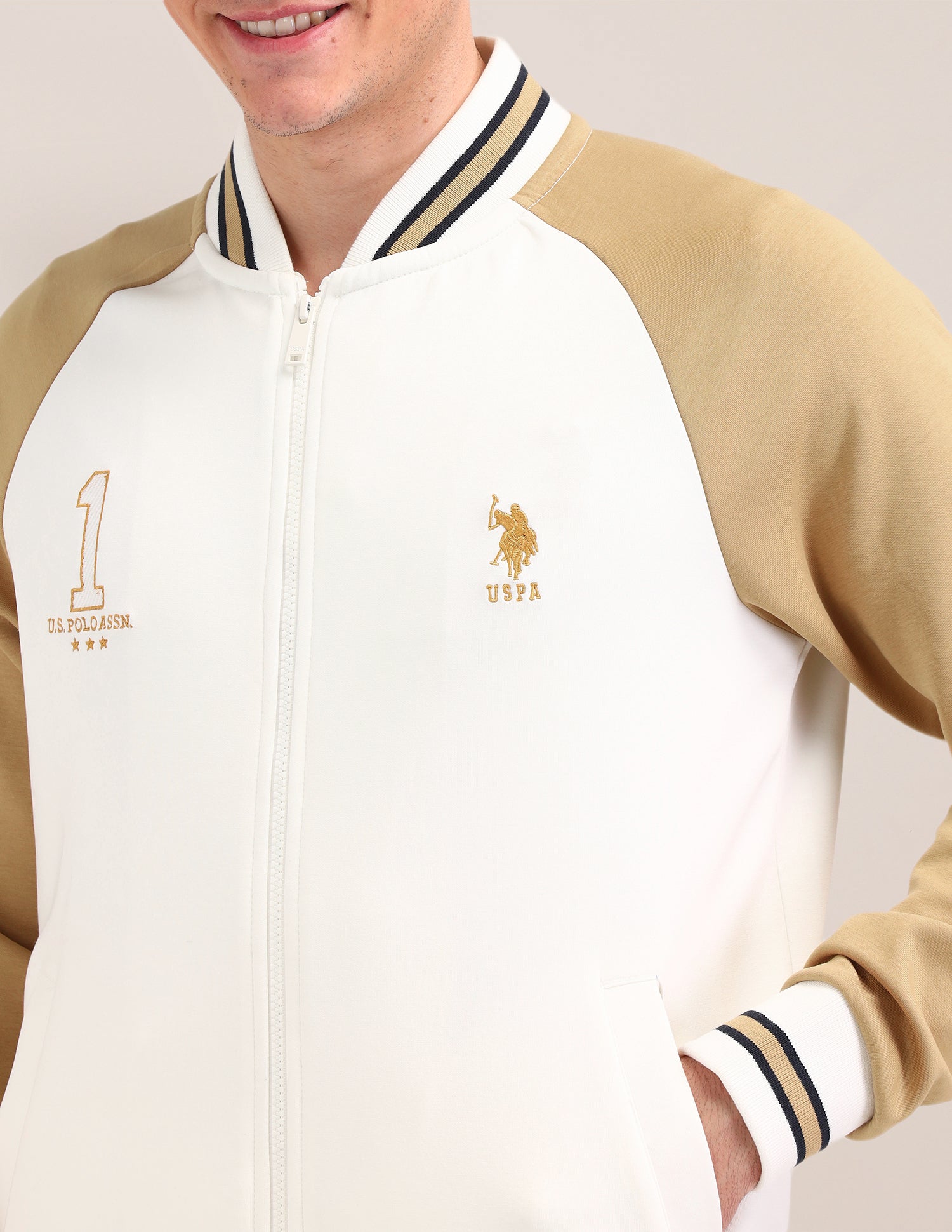 Colour Blocked Regular Fit Sweatshirt White - U.S. POLO ASSN. | Large