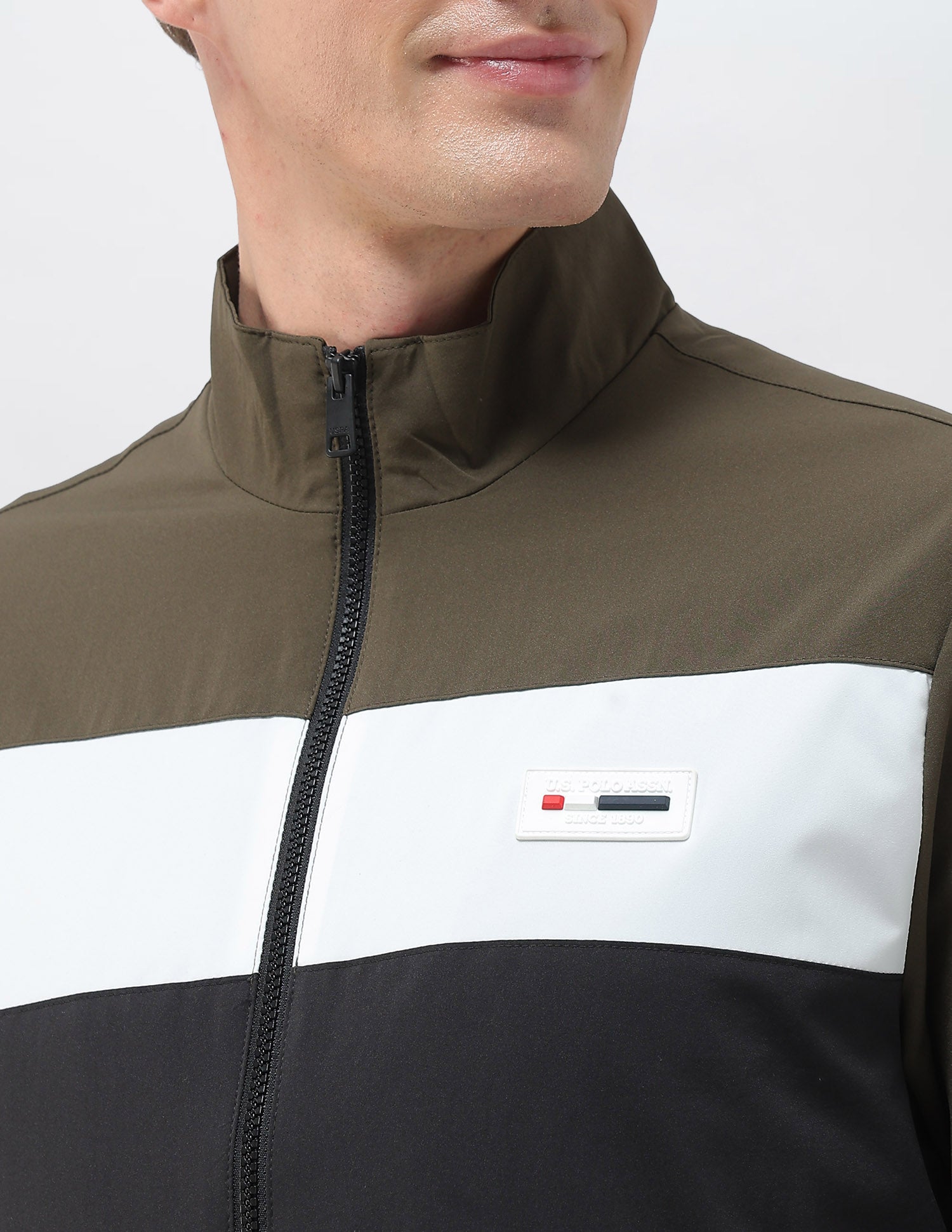 Colour Blocked Regular Fit Casual Jacket Dark Olive - U.S. POLO ASSN. | Large