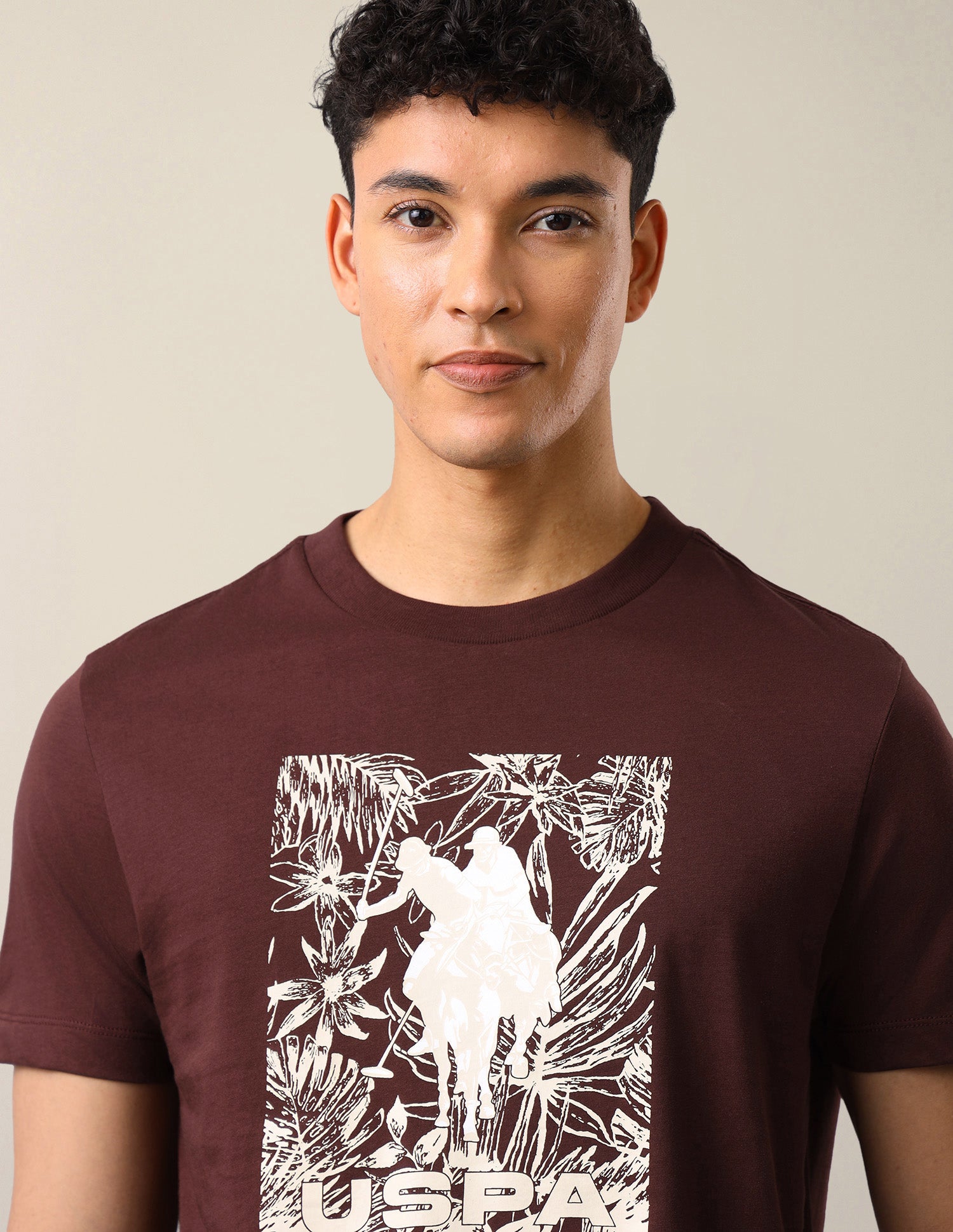 Graphic Brand Printed Regular Fit T-Shirt Maroon - U.S. Polo Assn. India | Large