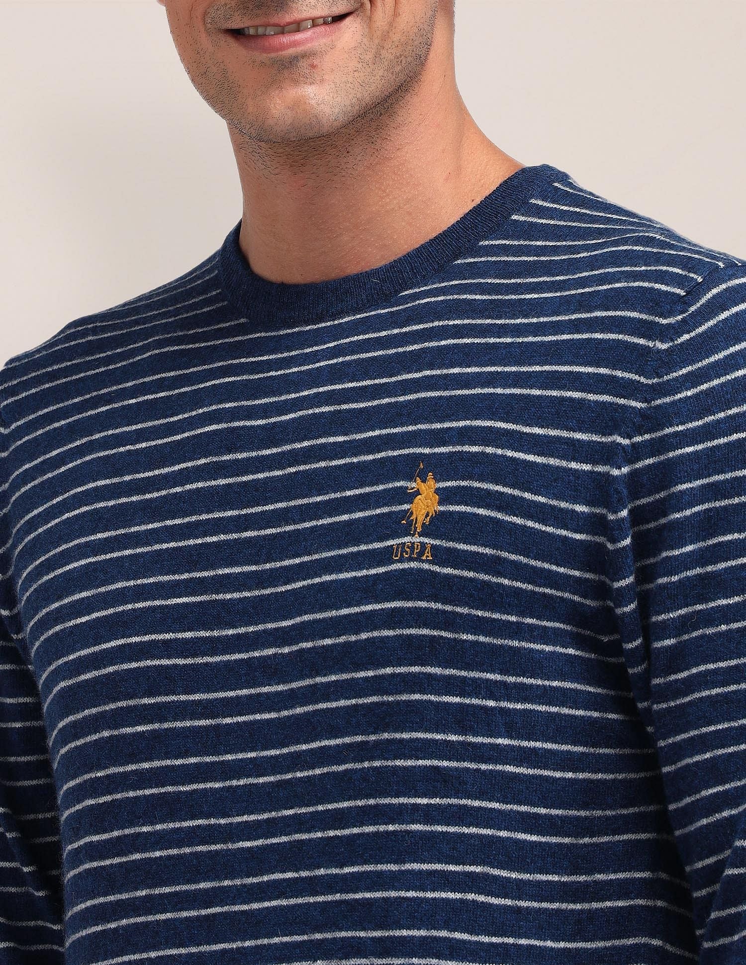 Regular Fit Striped Sweater Blue - U.S. Polo Assn. India | Large