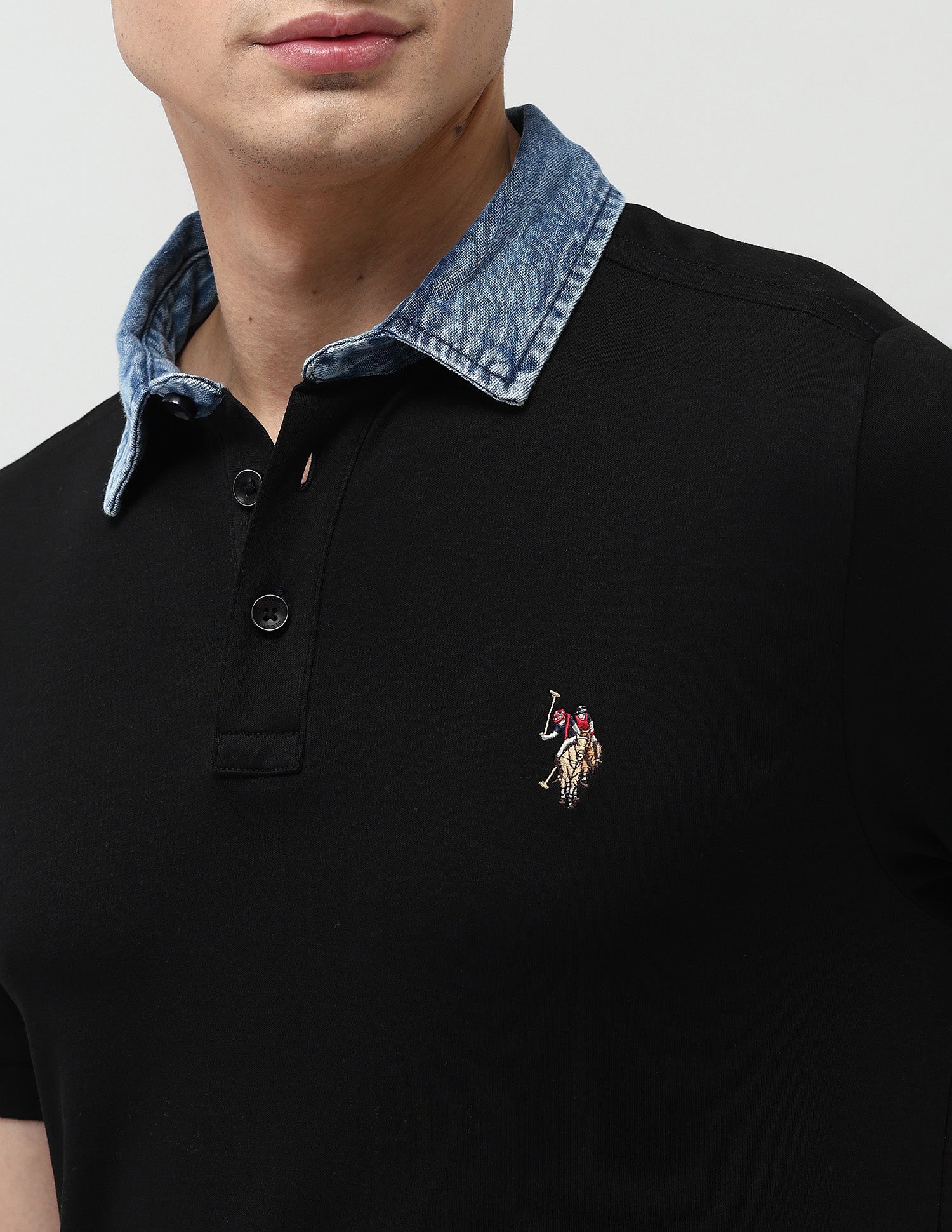 Solid Regular Fit Polo Shirt Black - U.S. Polo Assn. India | Large