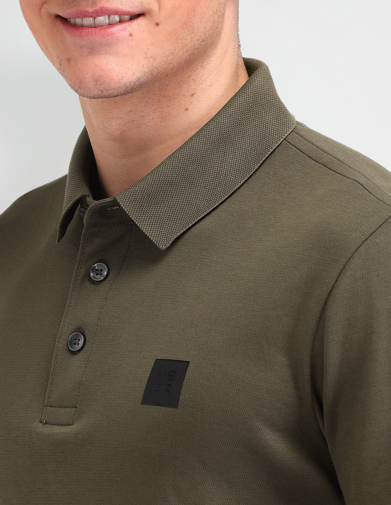 Muscle Fit Solid Polo Shirt Basil Olive - U.S. Polo Assn. India | Large
