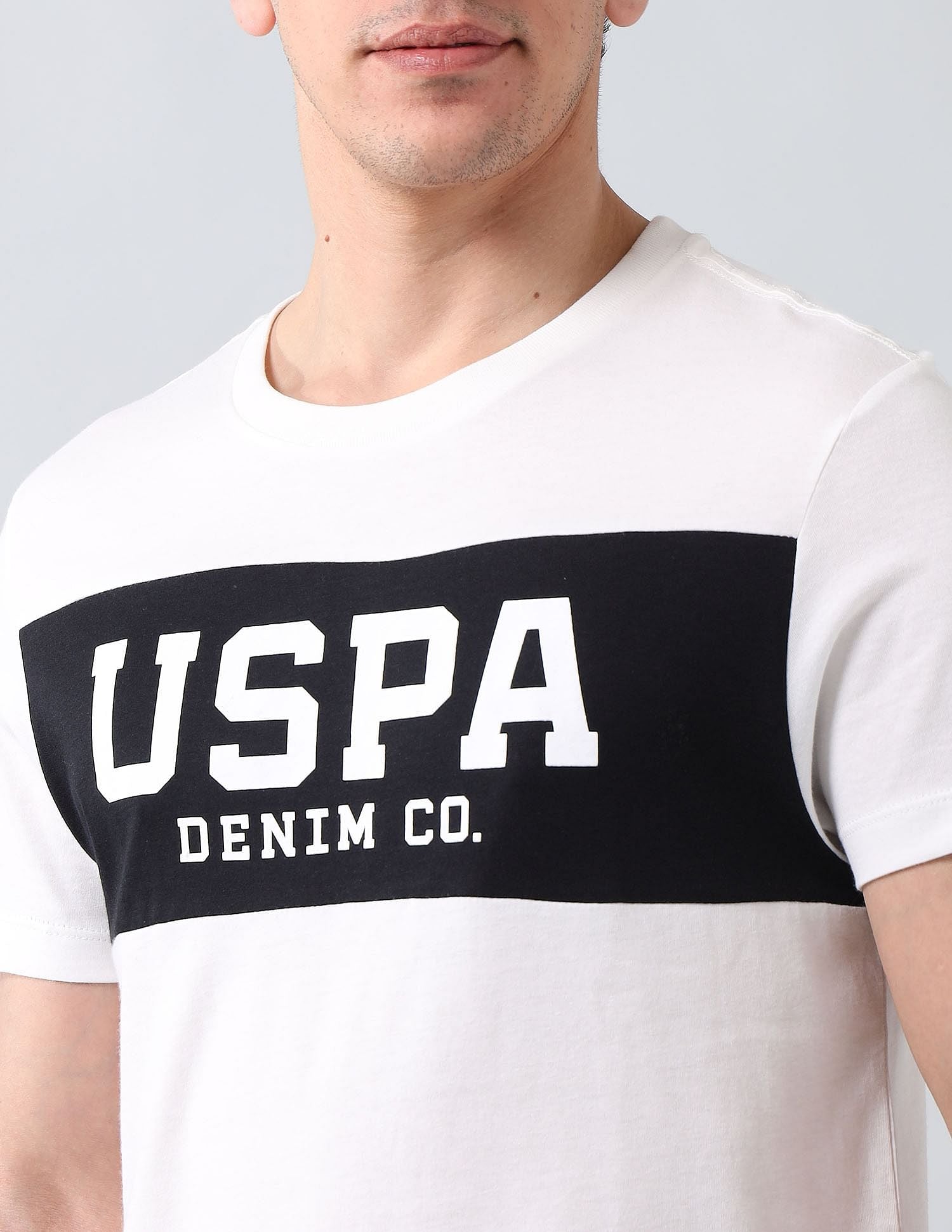Muscle Fit Brand Printed T-Shirt Ivory - U.S. Polo Assn. India | Large