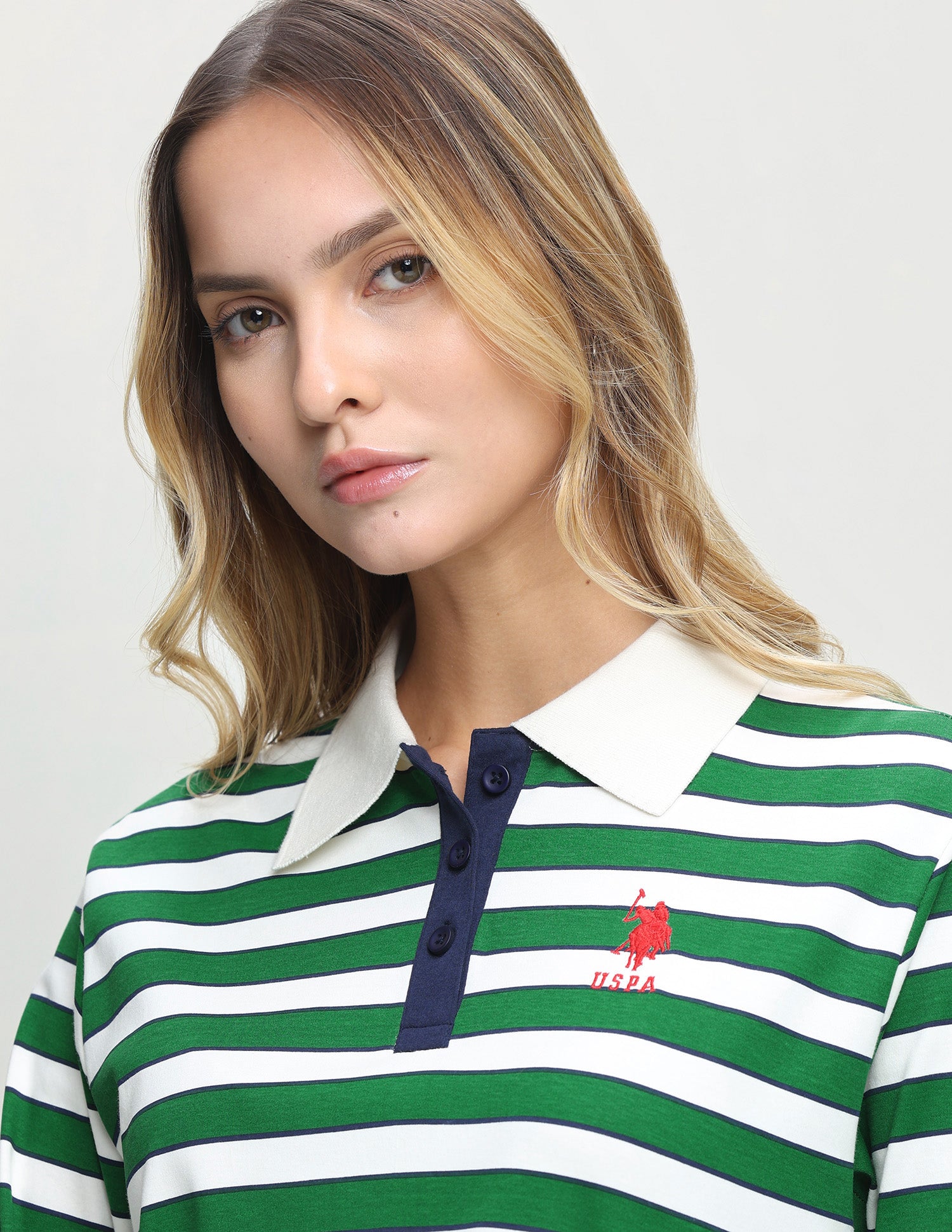Horizontal Striped Regular Fit Polo Shirt Green - U.S. Polo Assn. India | Large